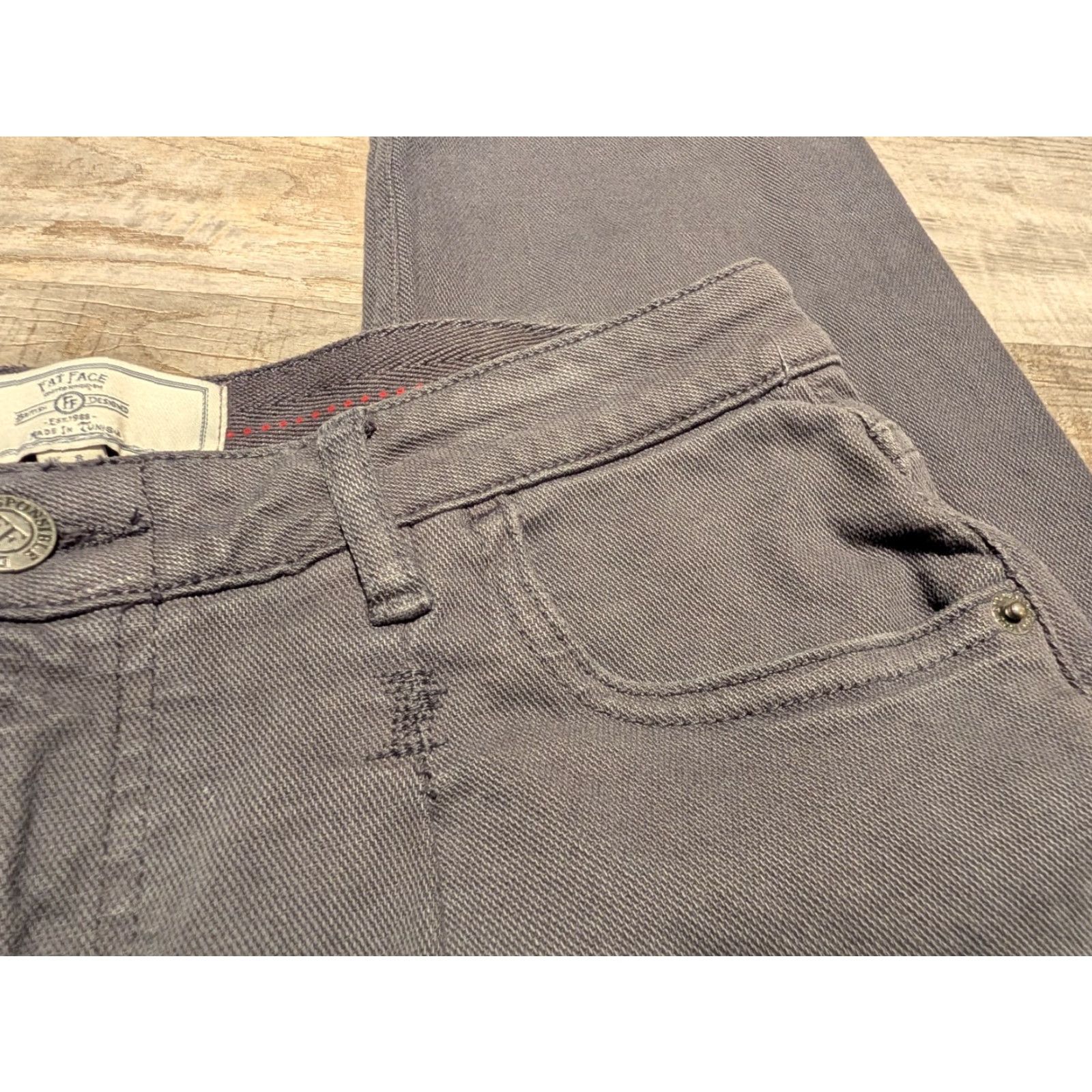 FatFace Fat Face Women’s Gray Canvas Stretch Jeans Sz 4 US / 8 UK Jeans Slim High Rise 5-Pocket City UK Recycled? (No extra) Size 27" / US 4 / IT 40 - 3 Thumbnail