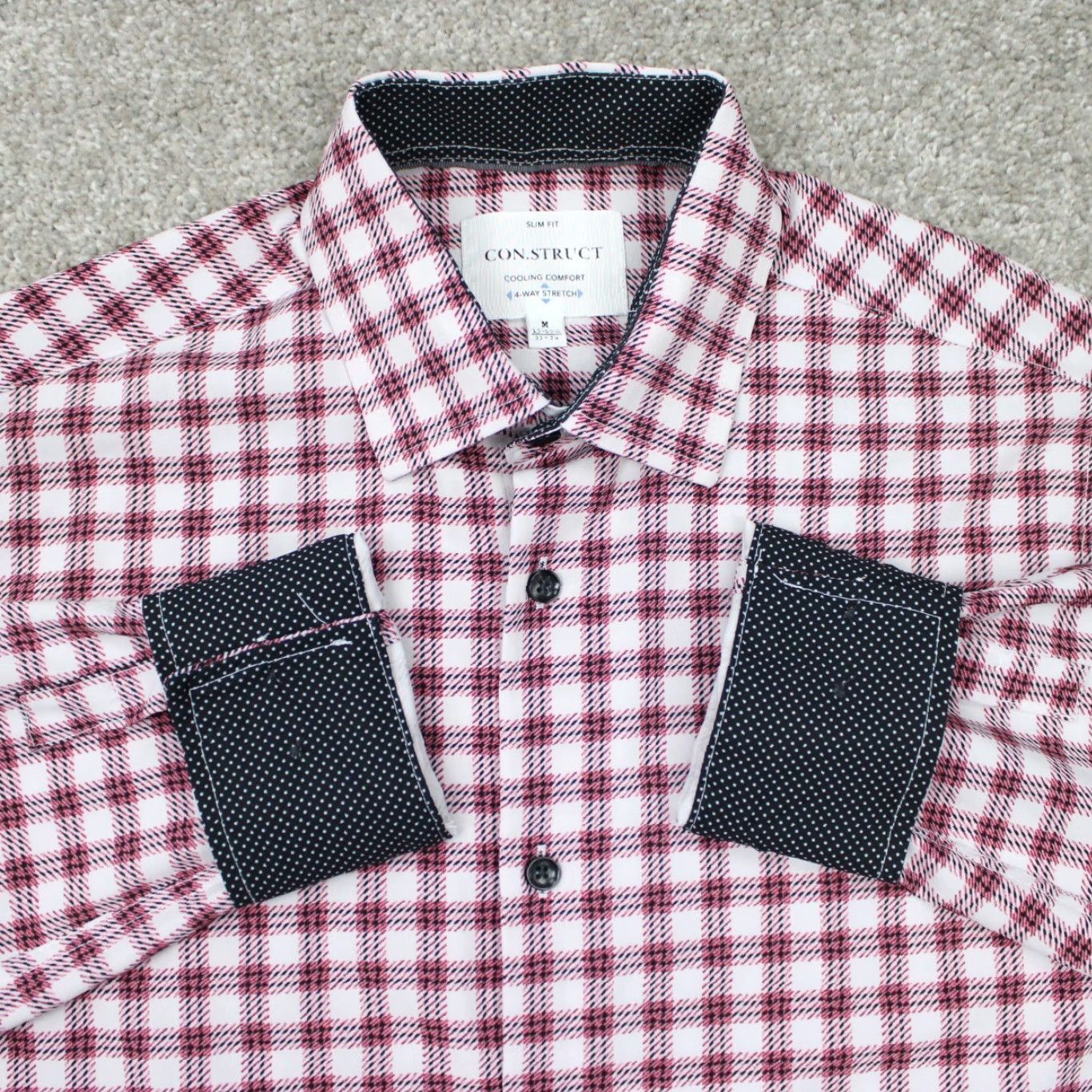Vintage Construct Shirt Men Medium Red Slim Fit 4 Way Stretch Geometric Button-Up 15-15 1/2, 33/34 Casual Formal Workwear Mens Size US M / EU 48-50 / 2 - 2 Thumbnail