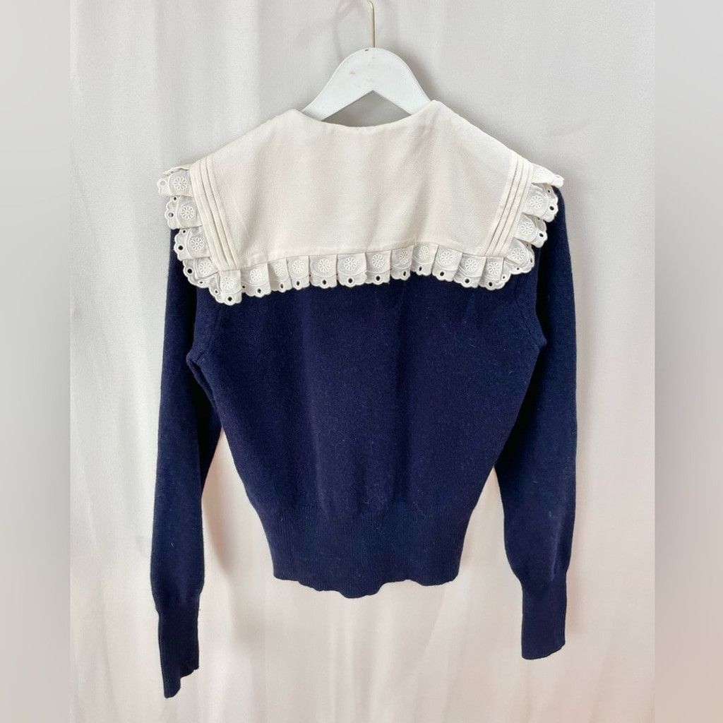 Sandro Sandro Sivane Navy Wool Pilgrim Collar Sweater Size 2(S) Size S / US 4 / IT 40 - 5 Thumbnail