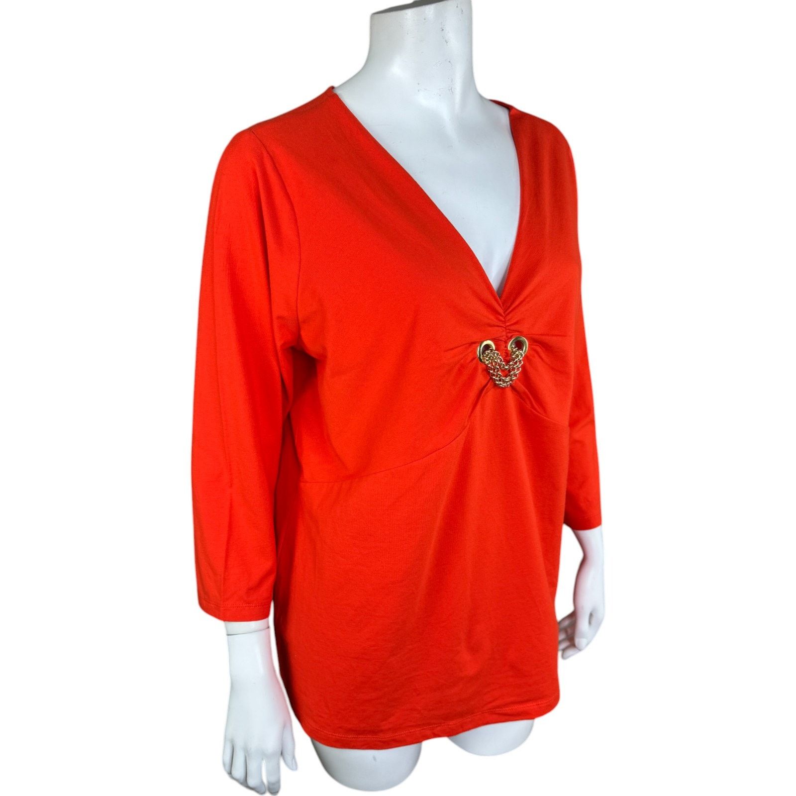 Jones New York Jones New York Orange Womens 1X Stretch 3/4 Sleeve Blouse Size XL / US 12-14 / IT 48-50 - 11 Thumbnail