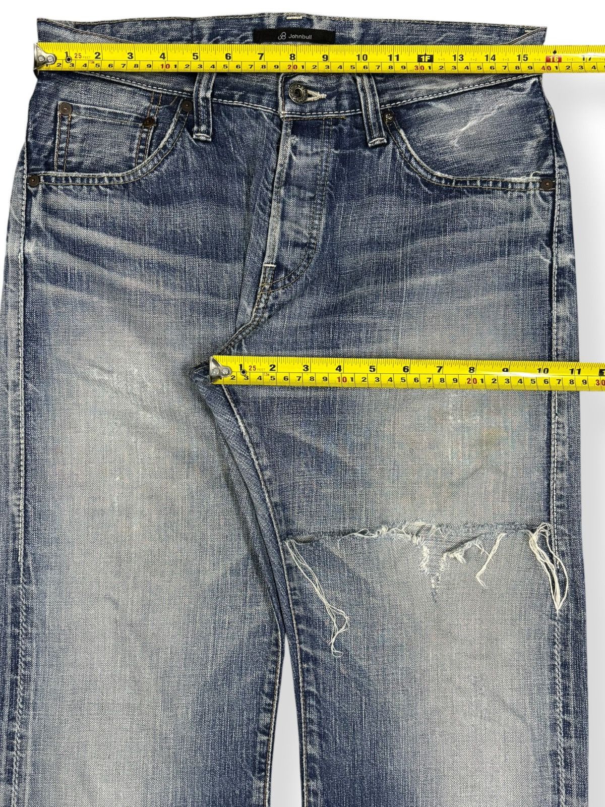Junya Watanabe Vintage Johnbull Selvedge Whisker Loose Fit Distressed Jeans Size US 31 - 15 Thumbnail