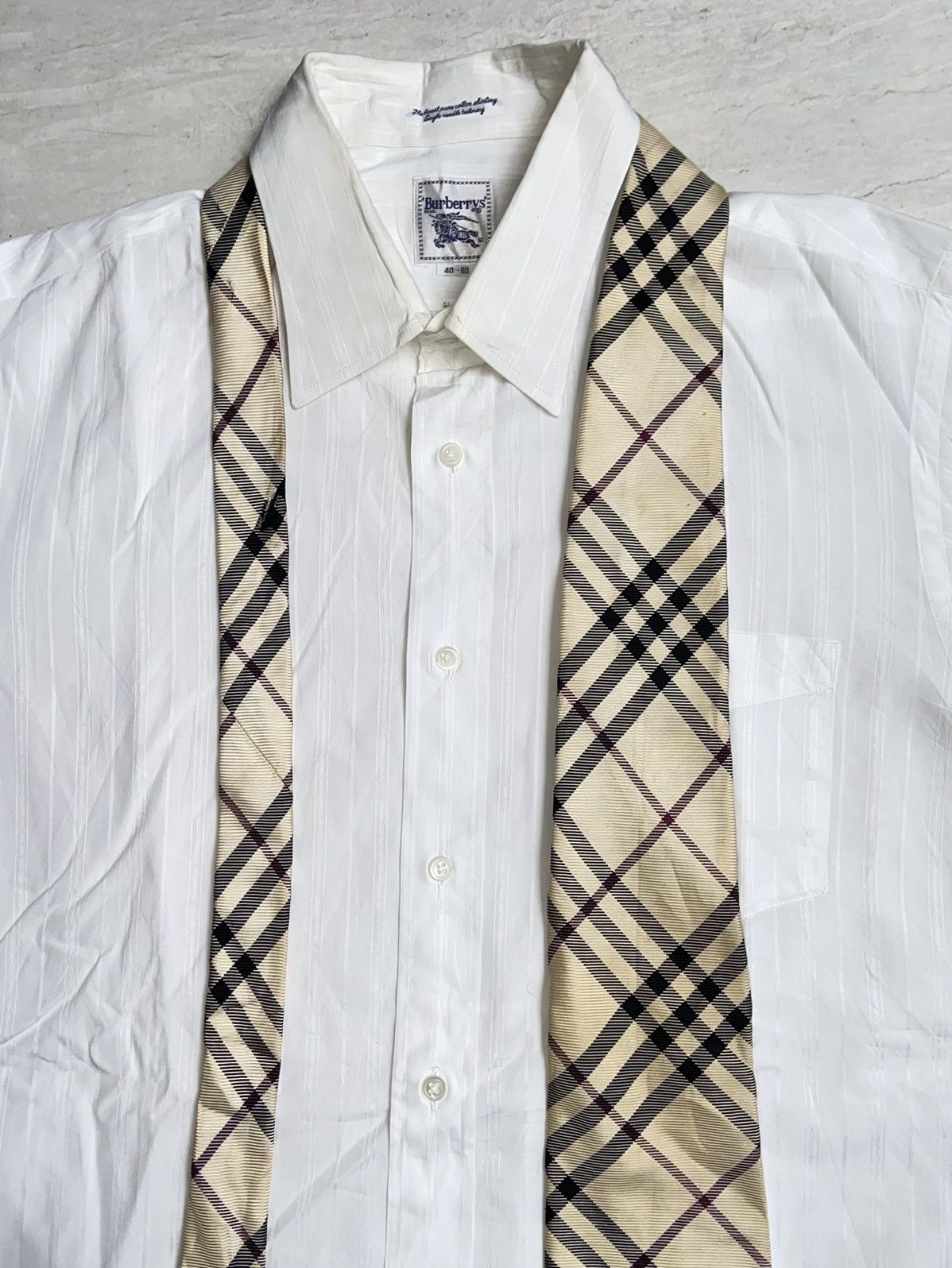 Burberry BURBERRYS White Shirt Tie Size US M / EU 48-50 / 2 - 8 Thumbnail