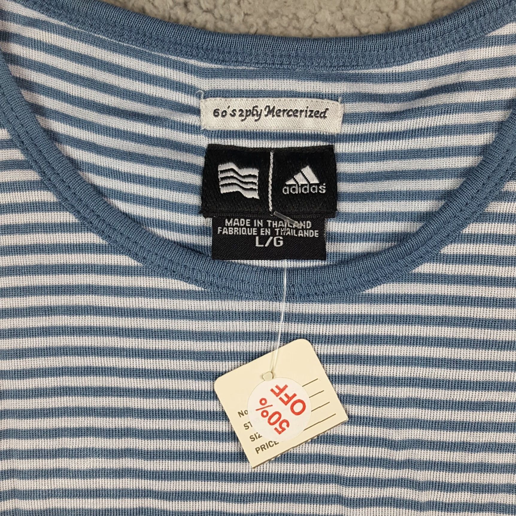 Adidas Adidas Blue Striped Tank Top Women's Large Athletic Gym Sports T Shirt Workout Size L / US 10 / IT 46 - 3 Thumbnail