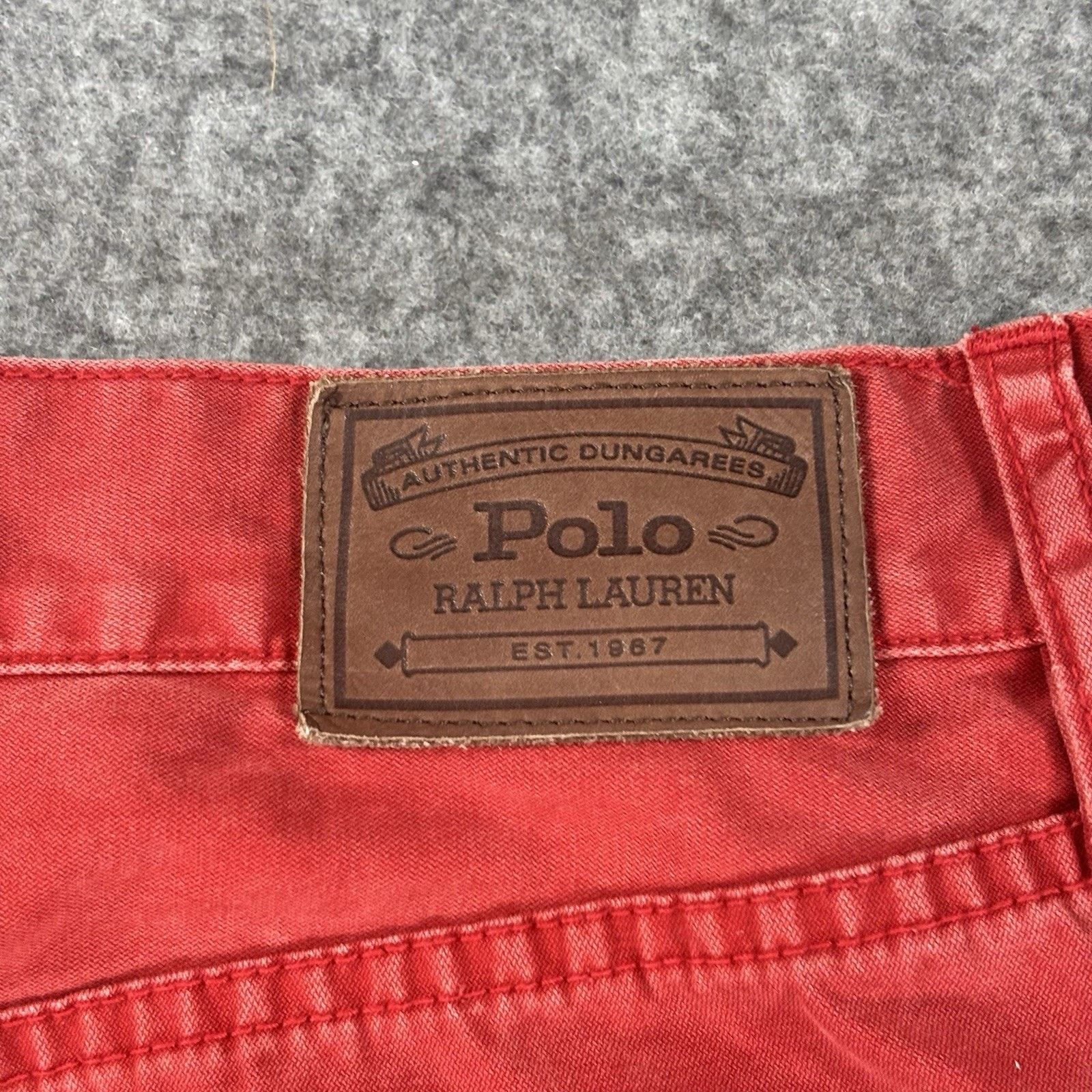 Polo Ralph Lauren Polo Ralph Lauren Red Dungarees Pants 35x32 Straight Leg Size US 35 - 9 Thumbnail