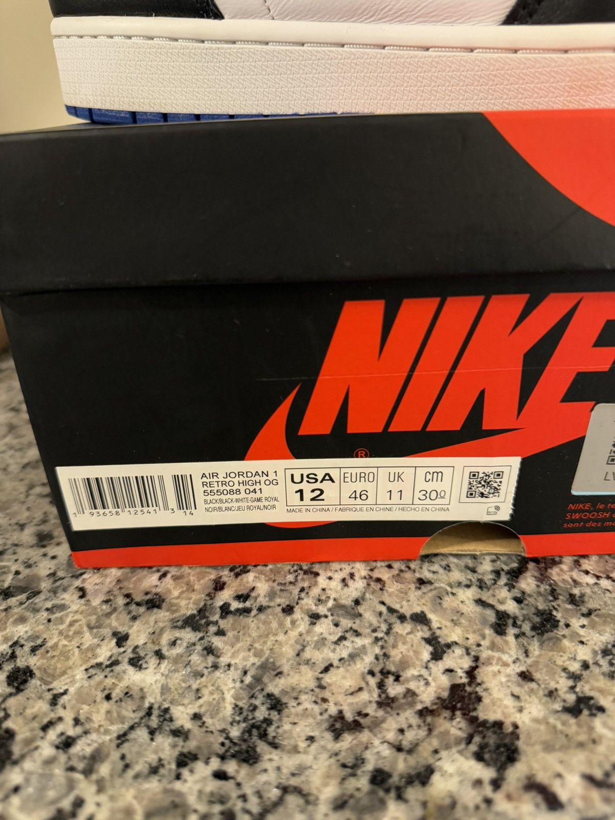 Jordan Brand × Nike Jordan 1 Royal Toe Size 12 (555088-041) W/ BOX Size US 12 / EU 45 - 14 Thumbnail