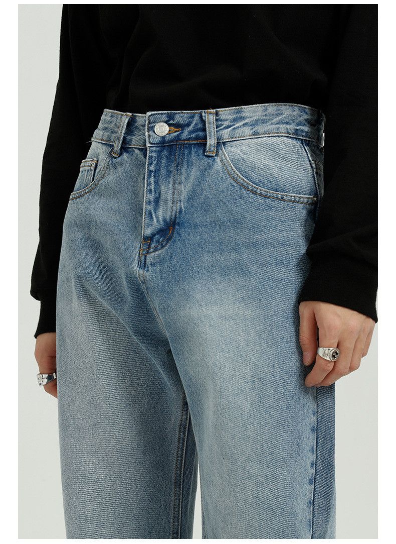 Designer × Japanese Brand Men's loose simple washed jeans Size US 33 - 4 Thumbnail