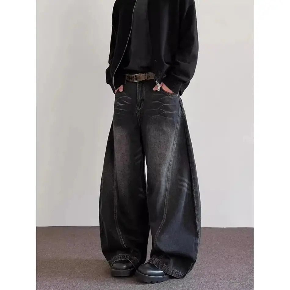 Japanese Brand Retro loose wide leg straight leg jeans Size US 32 / EU 48 - 4 Thumbnail