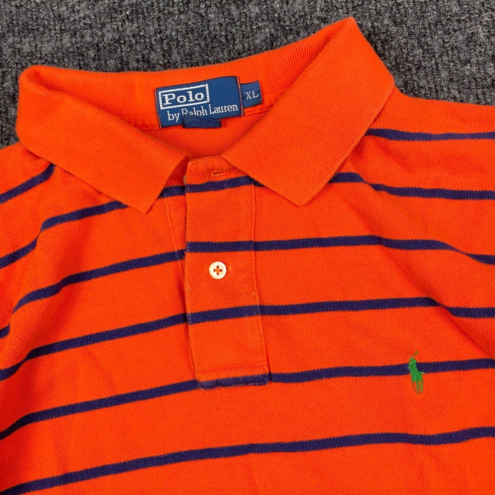 Polo Ralph Lauren VINTAGE Polo Ralph Lauren Polo Shirt Short Sleeve Pony Orange Navy Blue 90s XL Men's Classic Casual Shirt Size US XL / EU 56 / 4 - 3 Thumbnail