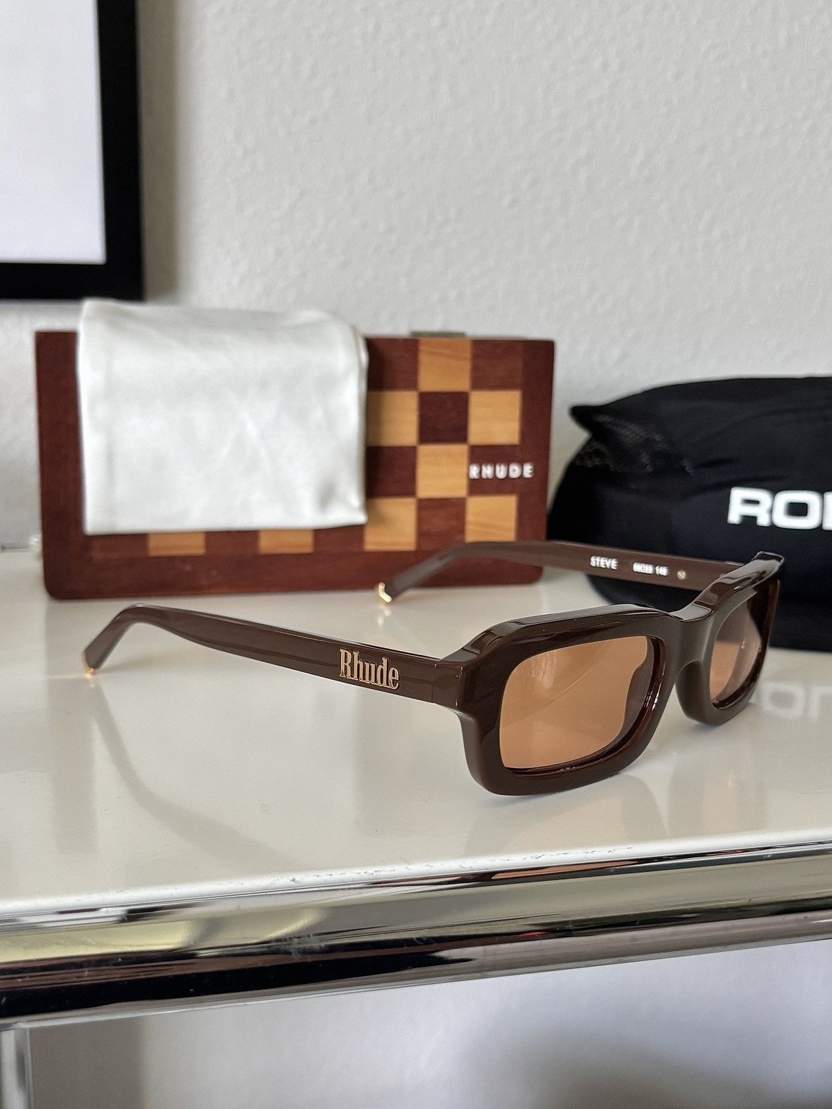 Rhude RHUDE | MOCHA BROWN STEVE FRAMES SUNGLASSES Size ONE SIZE - 1 Thumbnail