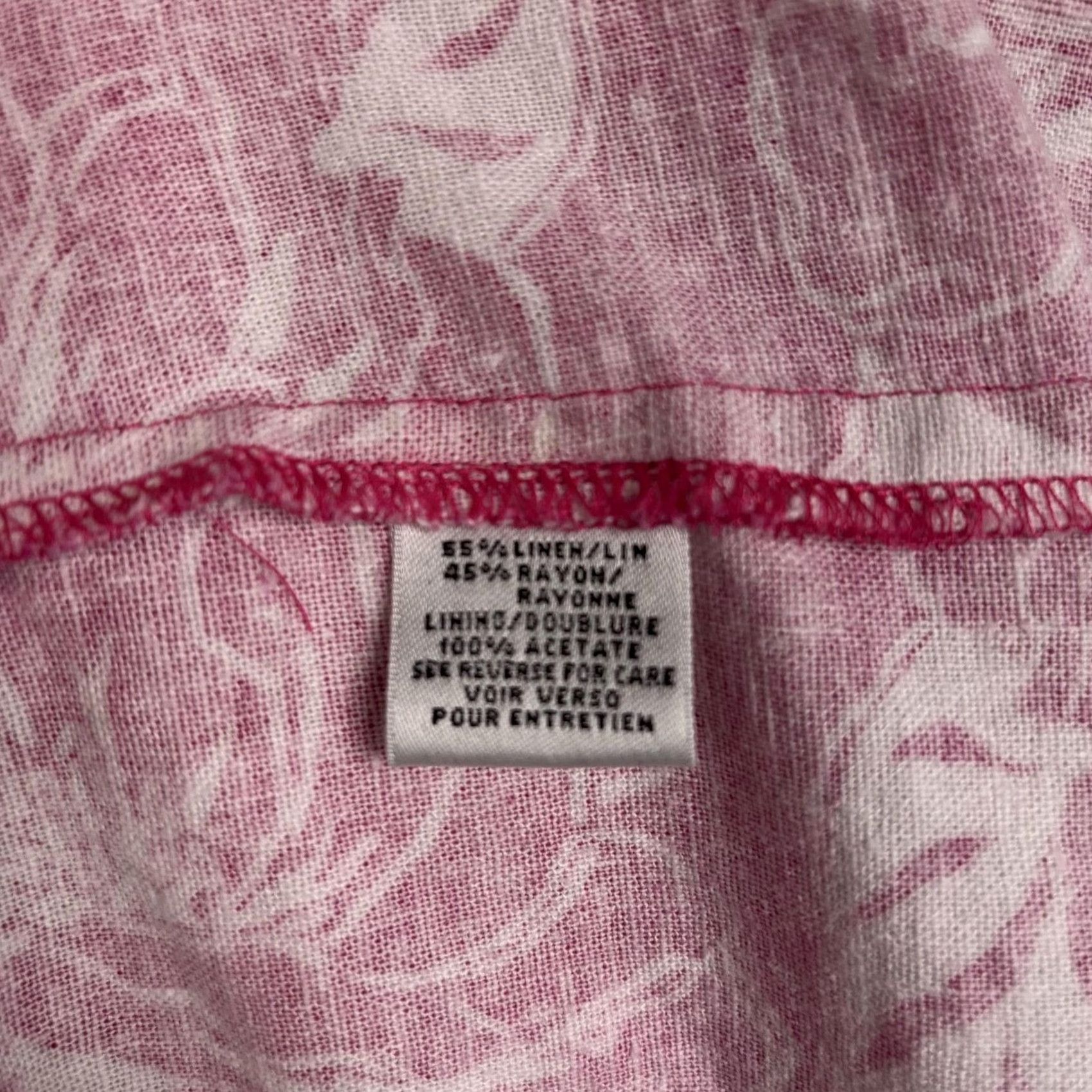Talbots Talbots Dress Womens 6 Pink Floral Linen Resort Vacation Hawaiian Tropical Shirt Dress Casual Travel Size M / US 6-8 / IT 42-44 - 5 Thumbnail