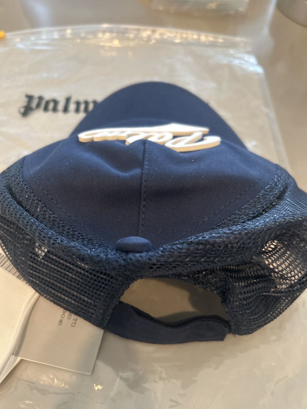 Palm Angels Navy Palm Angel Logo Kids Mesh Hat Size ONE SIZE - 4 Thumbnail