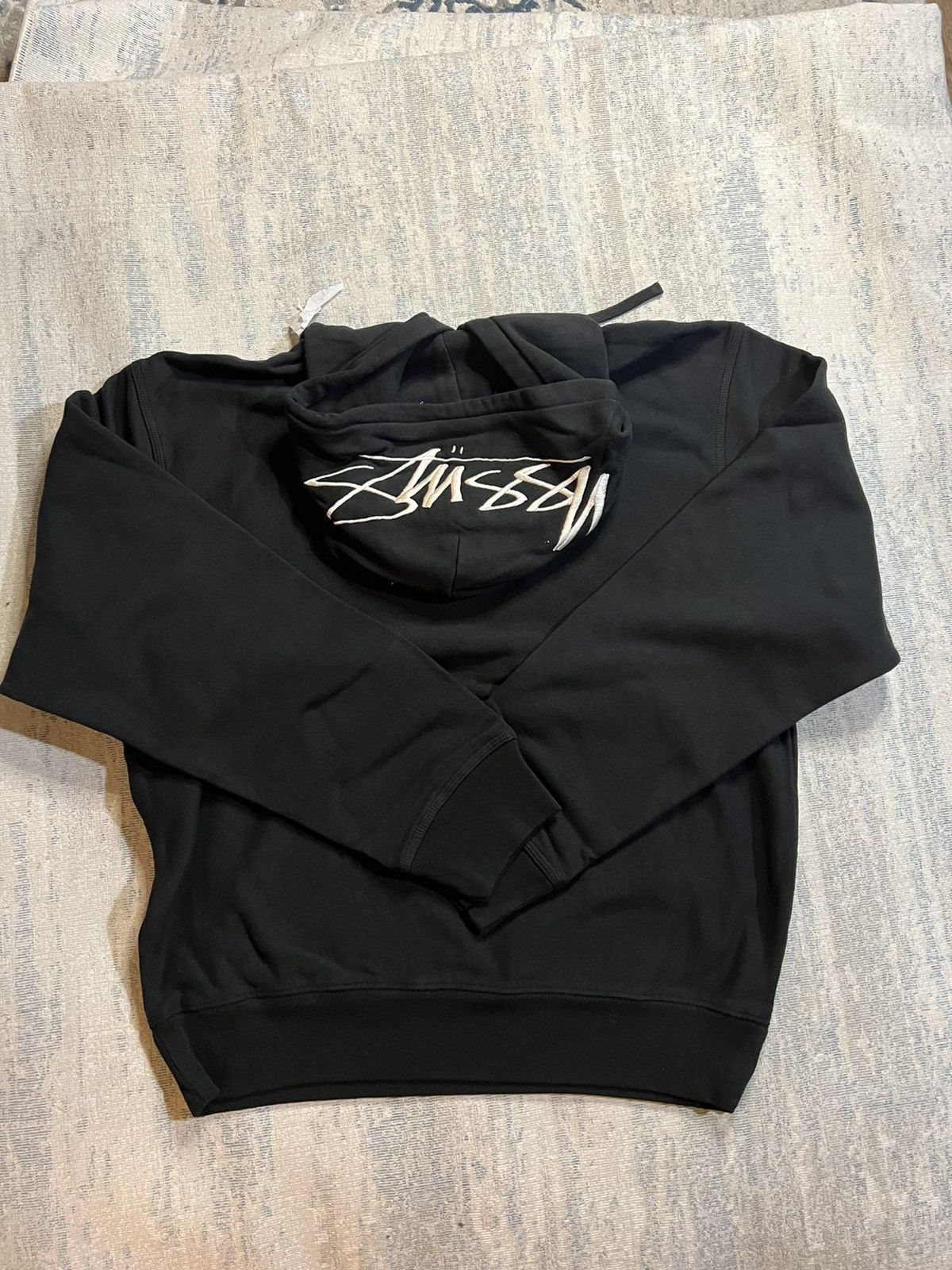 Streetwear × Stussy Stussy Back Hood Applique Hoodie Black