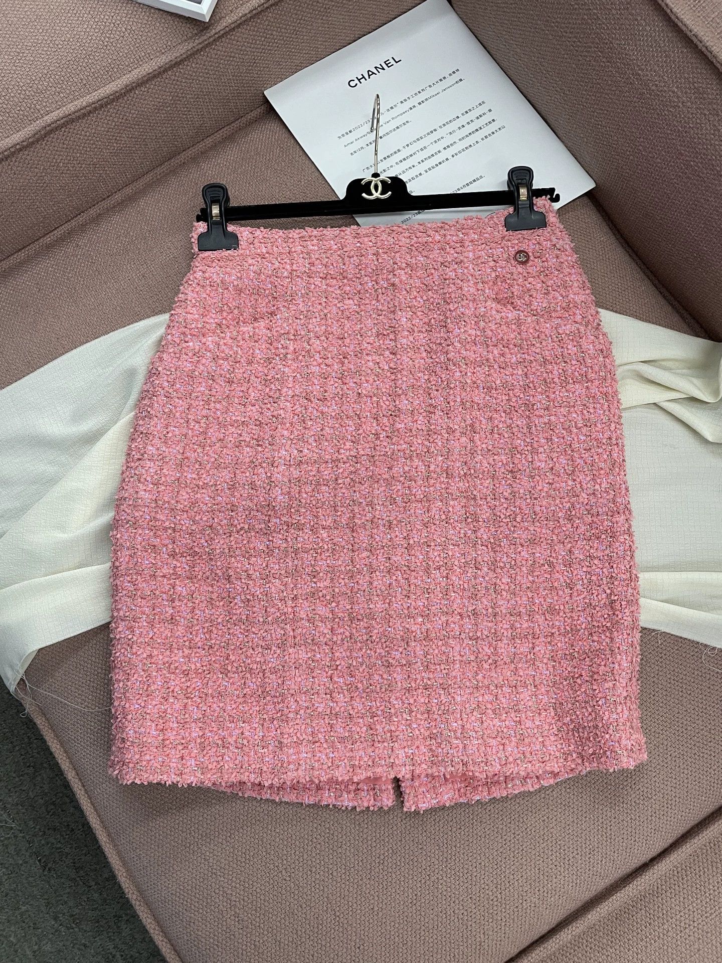 Chanel Pink Tweed Mini Skirt - dmc