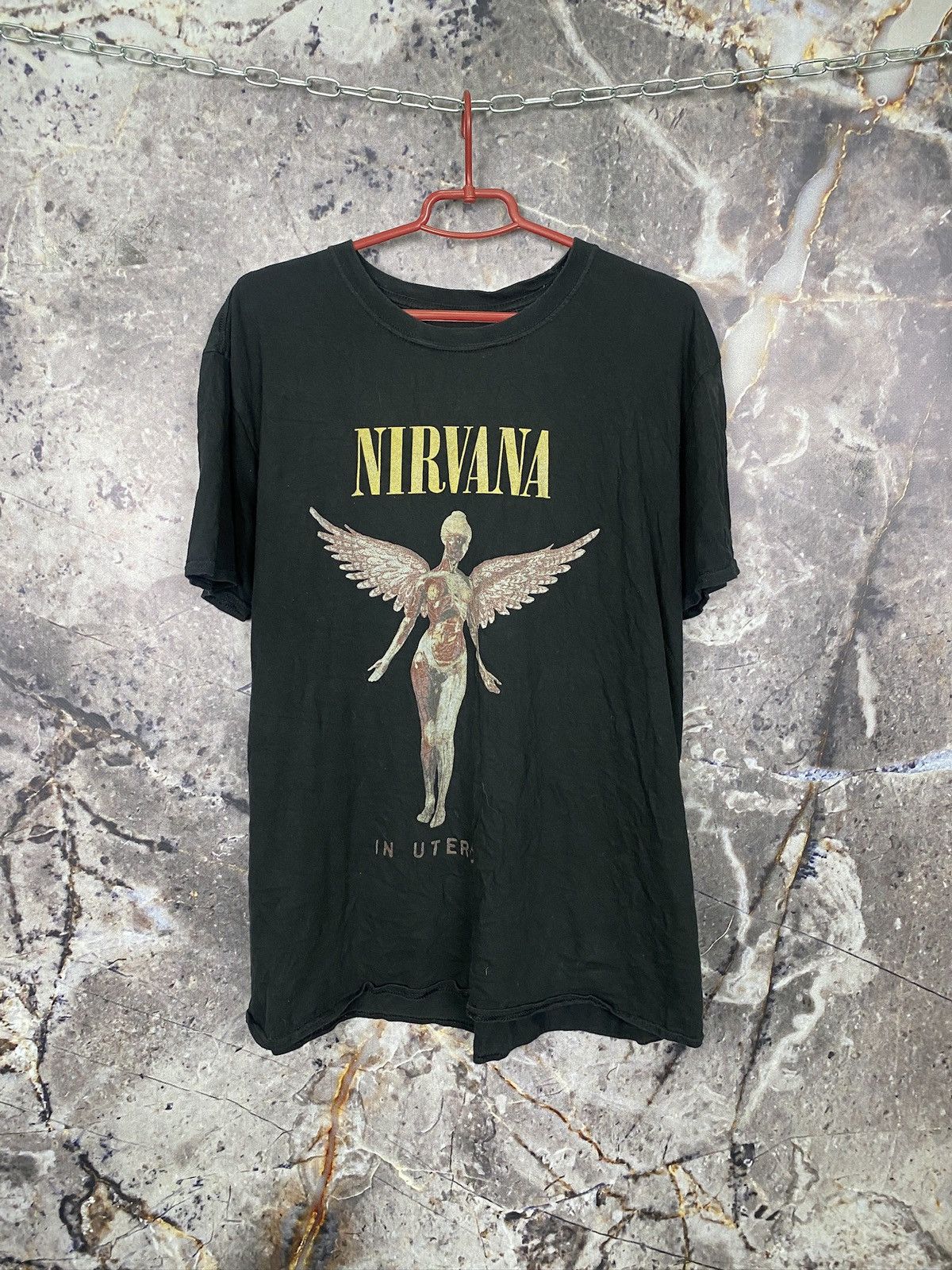 Official Licensed Rock T-shirt Nirvana In Utero Angelic Logo T-Shirt - Official Licensed Band Tee, Men's Black XL Nirvana In Utero Angelic Logo Tee - Foto 7