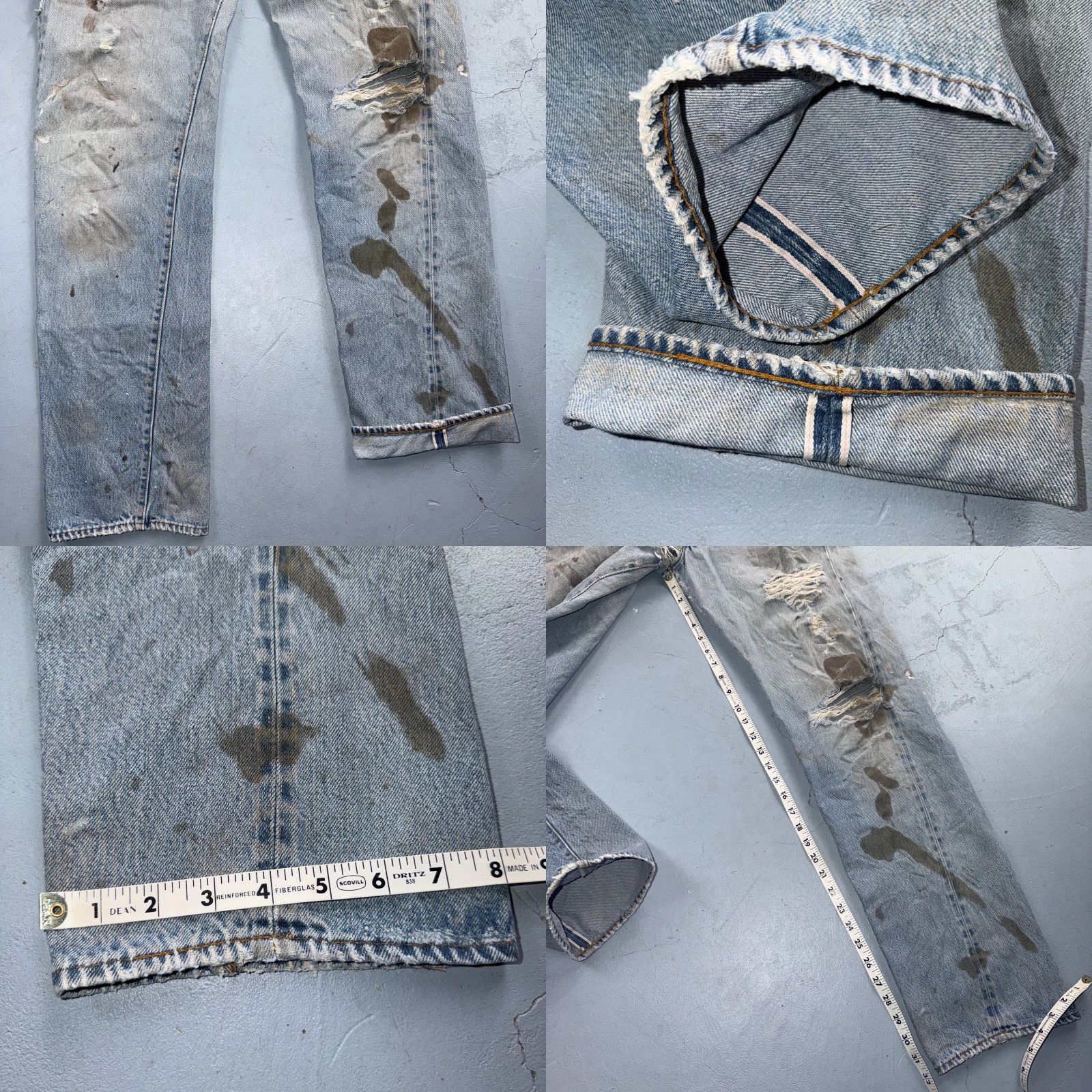 Levi's VINTAGE Levi's 501 Jeans Mens Classic 32x36 30x32 80s USA Distressed Light Blue Denim Straight Size US 30 / EU 46 - 8 Thumbnail