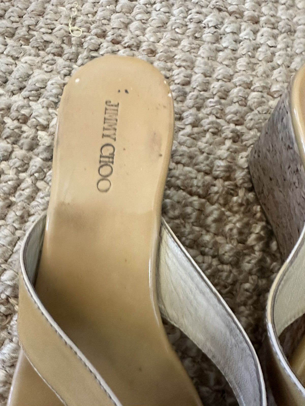 Jimmy Choo JIMMY CHOO PATHOS PATENT LEATHER CORK SANDAL SIZE 9 Size US 9 / IT 39 - 5 Thumbnail