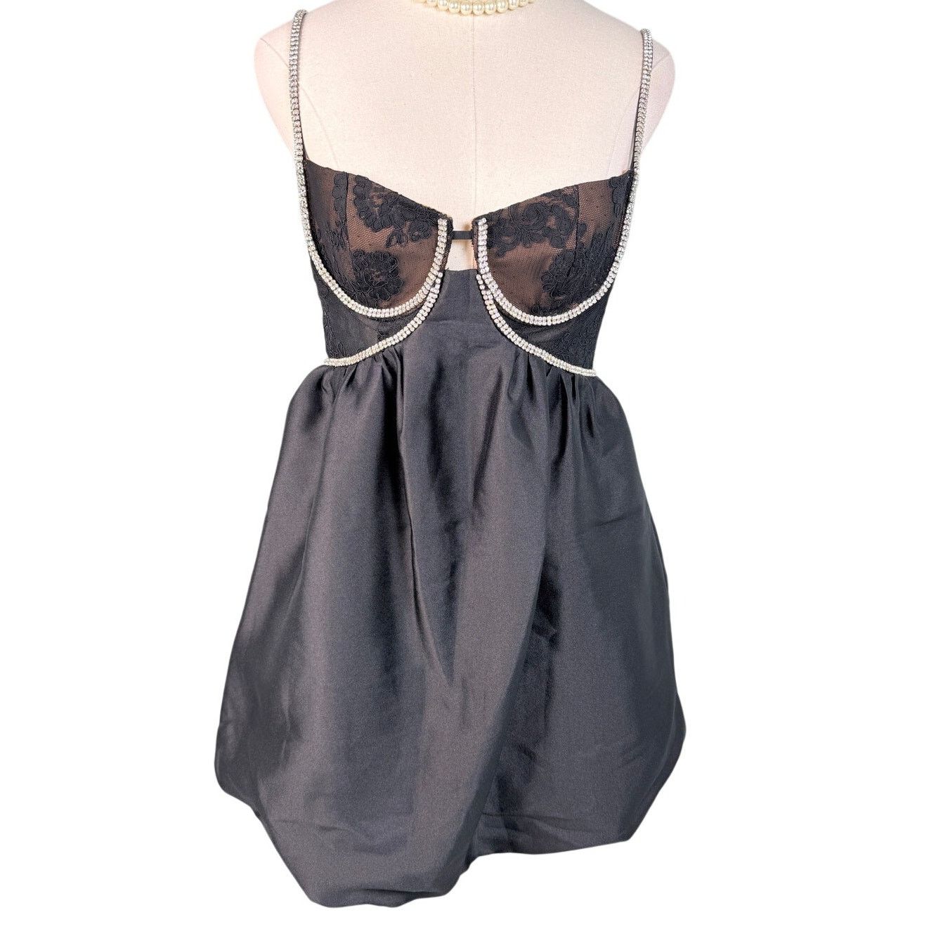 Self-Portrait Self Portrait Black Taffeta Diamante Mini Dress sz US4 UK8 Size S / US 4 / IT 40 - 7 Thumbnail
