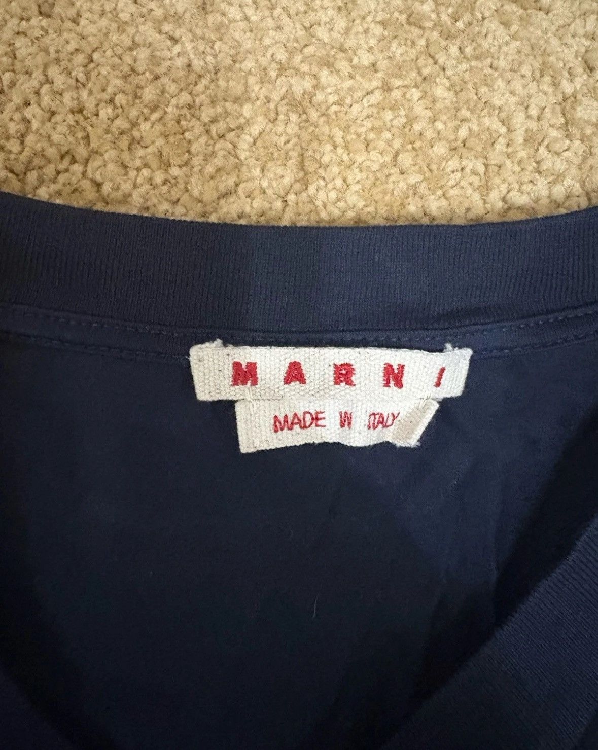 Marni MARNI Mens Size 54 XL Navy Pullover Crew Floral Logo Graphic Size US XL / EU 56 / 4 - 2 Thumbnail