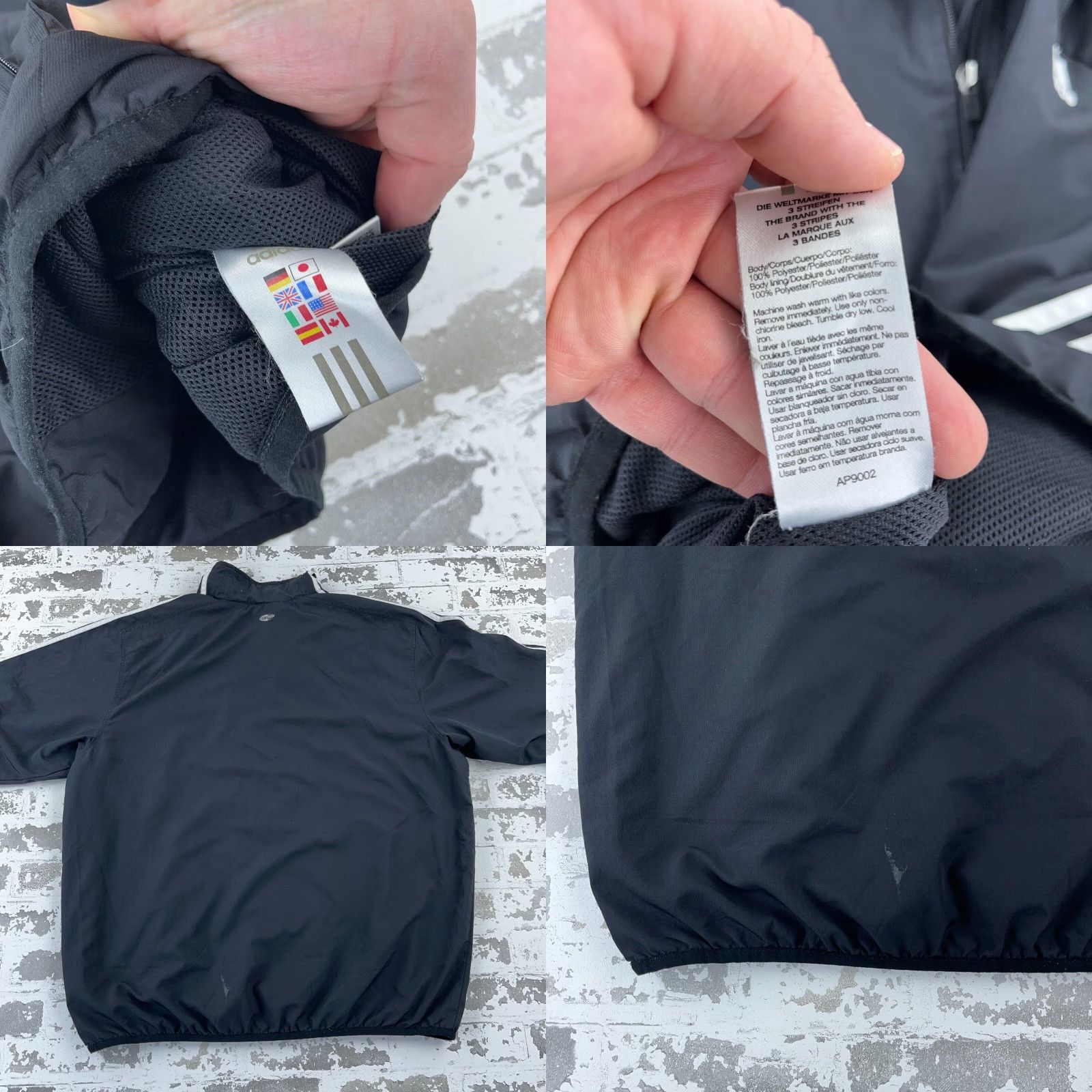 Adidas Adidas Windbreaker Jacket Men L Black White Full Zip Lightweight Breathable Pockets Classics Retro Sports Logo Hipster Track & Field Size US L / EU 52-54 / 3 - 8 Thumbnail