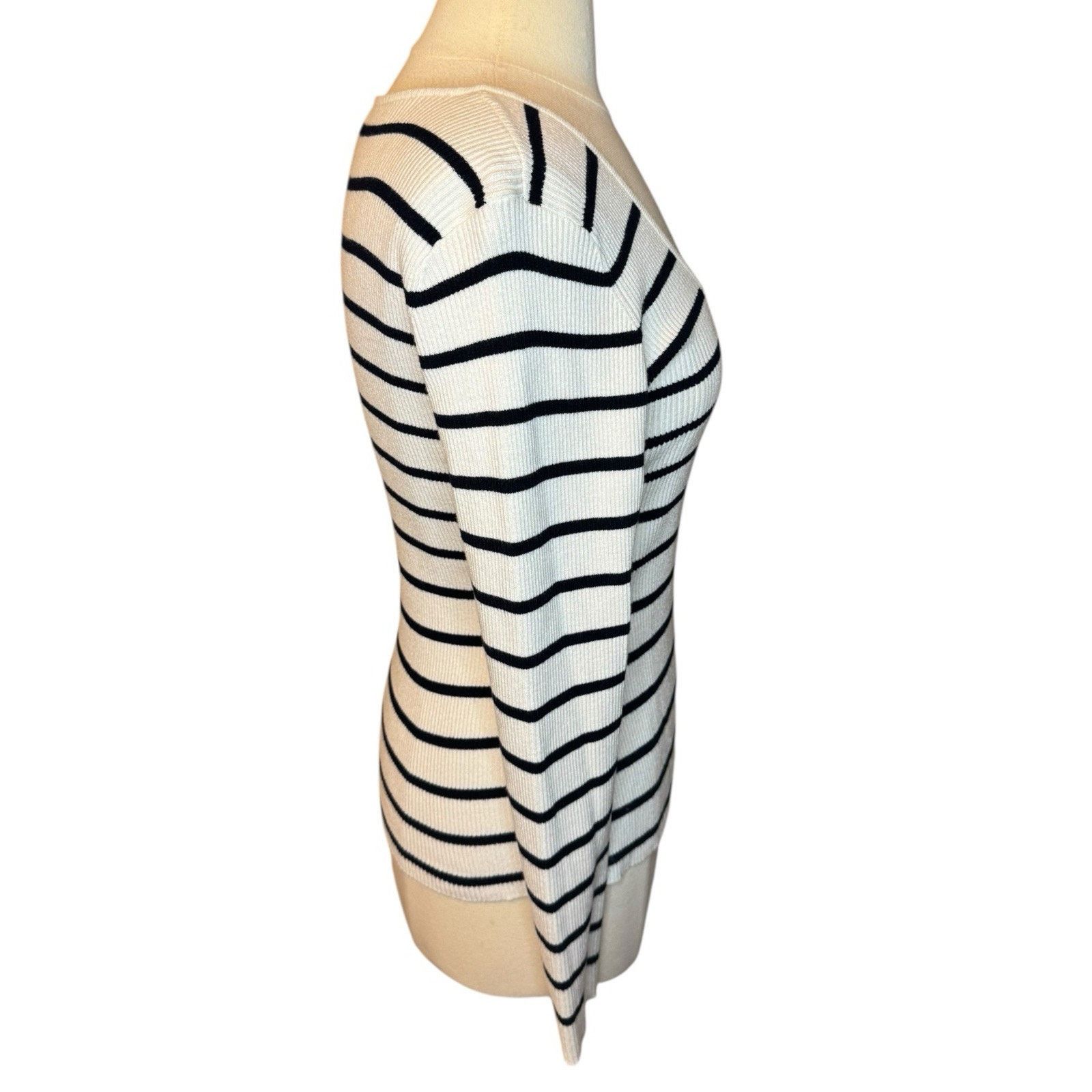 Other RD Style Square Neck Rib Knit Sweater XL Black White Stripe Size XL / US 12-14 / IT 48-50 - 5 Thumbnail