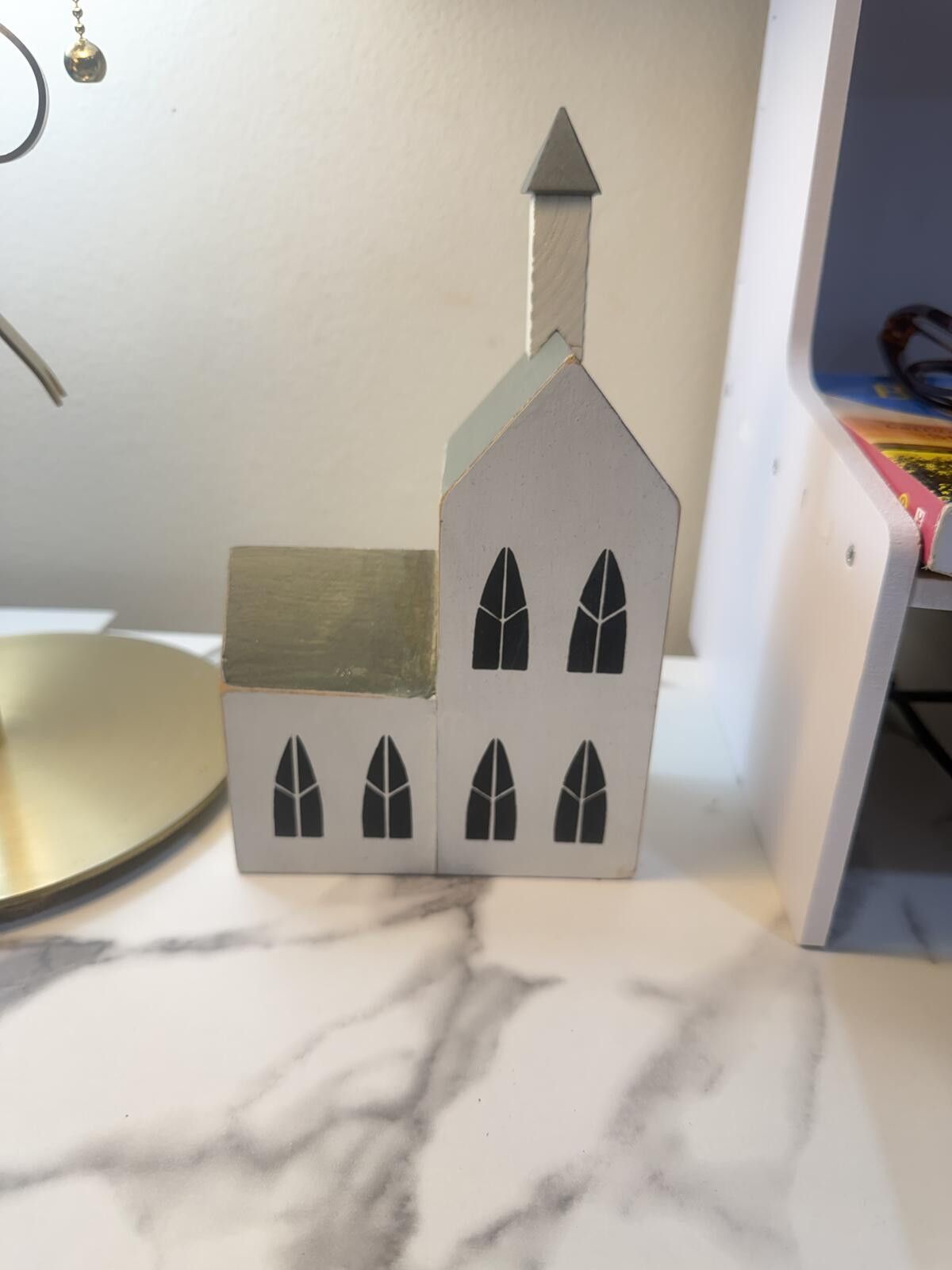 Other Distressed White Wooden Church Sitter cod15 Size ONE SIZE - 3 Thumbnail