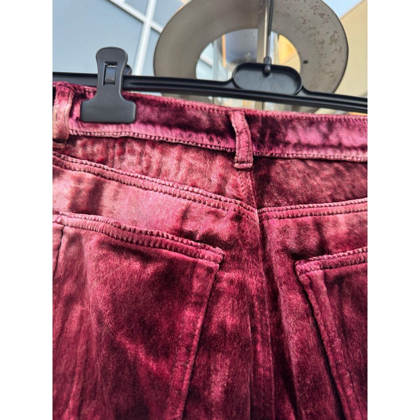 Saint Laurent Paris o1rshd1 Skinny 5 Pockets Velvet / Velour Pants in Burgundy Size US 33 - 16 Thumbnail