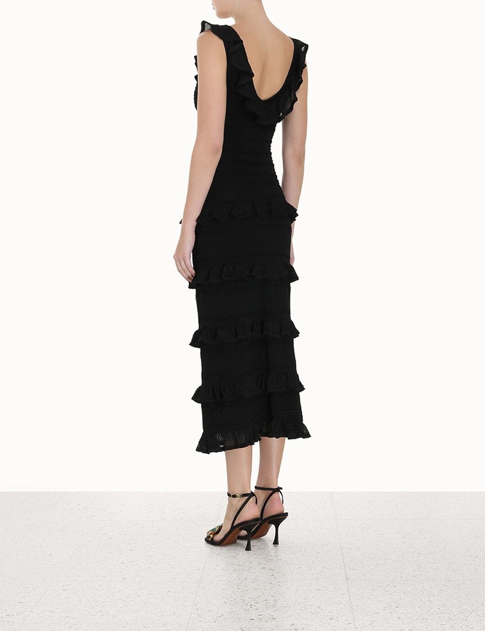 Zimmermann oc11z0425 Luminosity Ruffle Tank Dress in Black Size M / US 6-8 / IT 42-44 - 4 Thumbnail