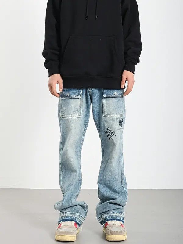 Jean VIBE washed faded flared hiphop cargo jeans Size US 32 / EU 48 - 1 Thumbnail
