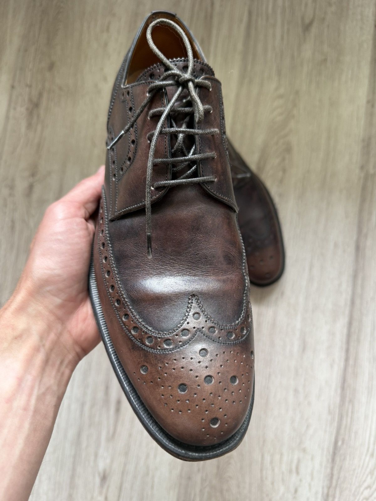 Bally Bally Mens Leather Brogues Goodyear Welted Brown Patina Size US 10 / EU 43 - 7 Thumbnail
