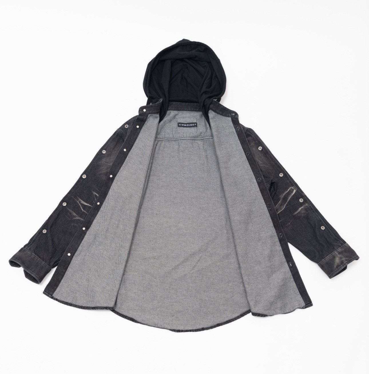 Y/Project Y/ Project Hooded Denim Shirt Size US L / EU 52-54 / 3 - 5 Thumbnail