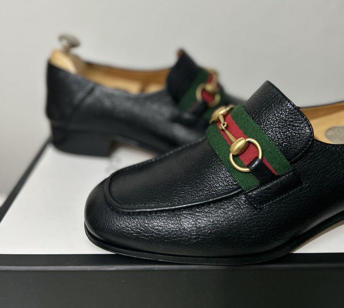 Gucci Gucci GG Bonnie Black Leather Horsebit Web Loafers UK8 Size US 8 / EU 41 - 15 Thumbnail