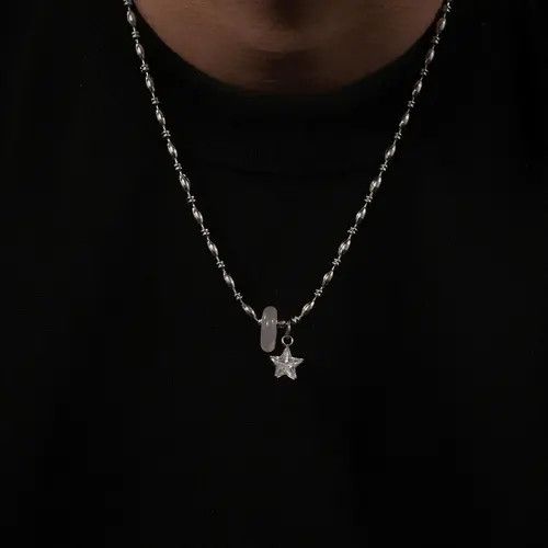 Jewelry Silver Star Charm Men's Chain Necklace, Stylish Pendant Size ONE SIZE - 3 Thumbnail