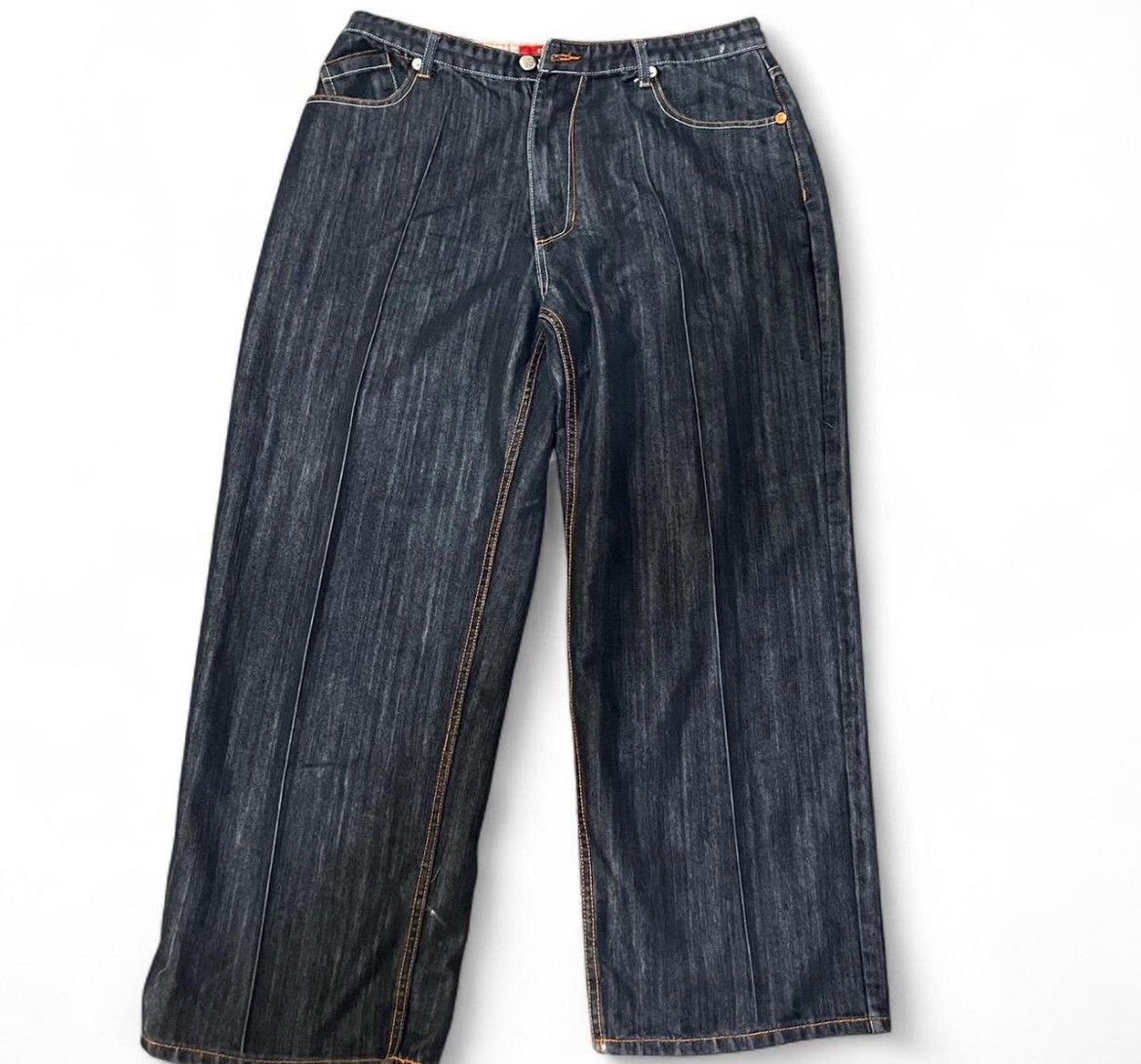 Other Vtg Five Elementz Y2K Baggy Black Embroidered Jeans Size US 40 / EU 56 - 3 Thumbnail