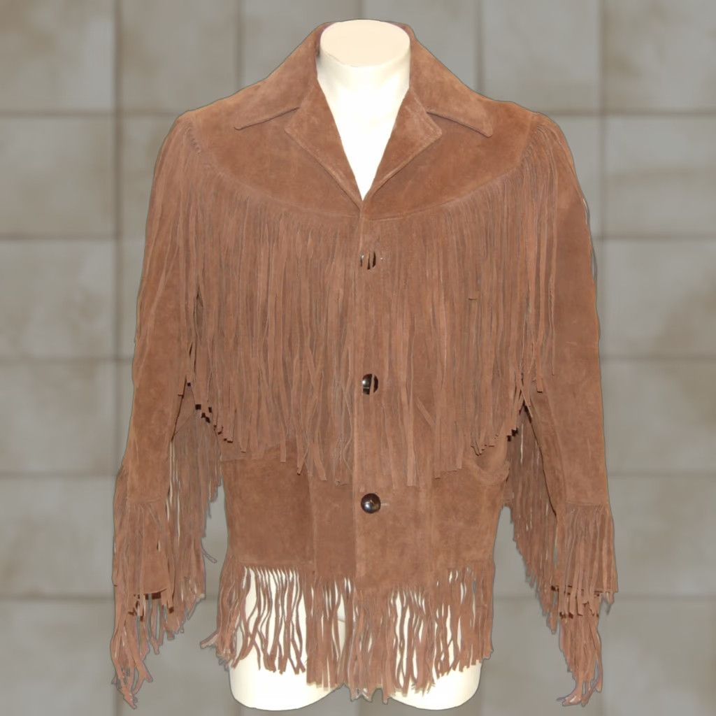 Vintage VINTAGE Pioneer Wear Men's Brown Fringe Real Leather Jacket Size 40 Retro Suede Size US XXS / EU 40 - 1 Thumbnail