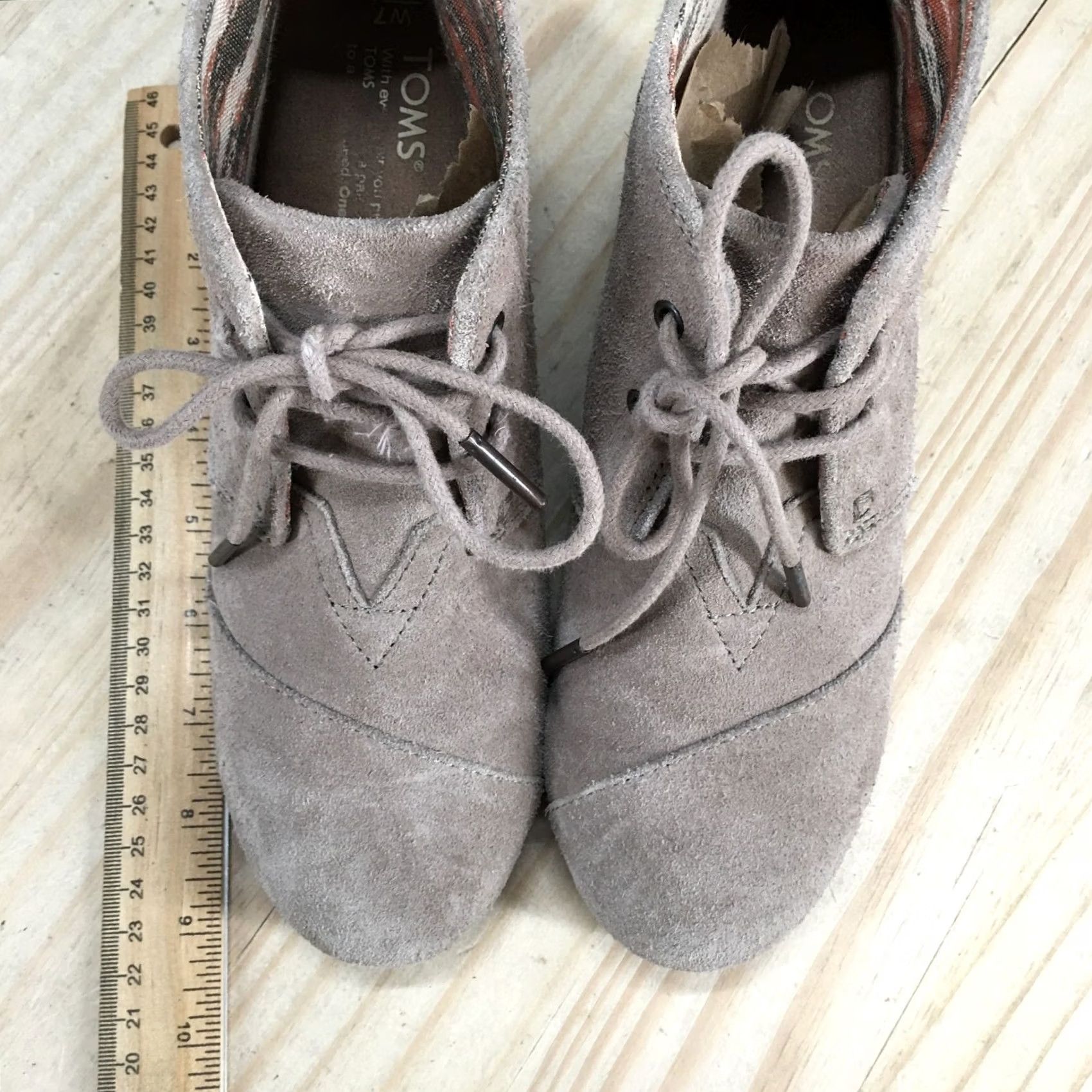 Toms TOMS Boots Womens 7 Wedge Desert Ankle Bootie Lace Up Brown Suede Comfort Casual Shoes Size US 7 / IT 37 - 6 Thumbnail