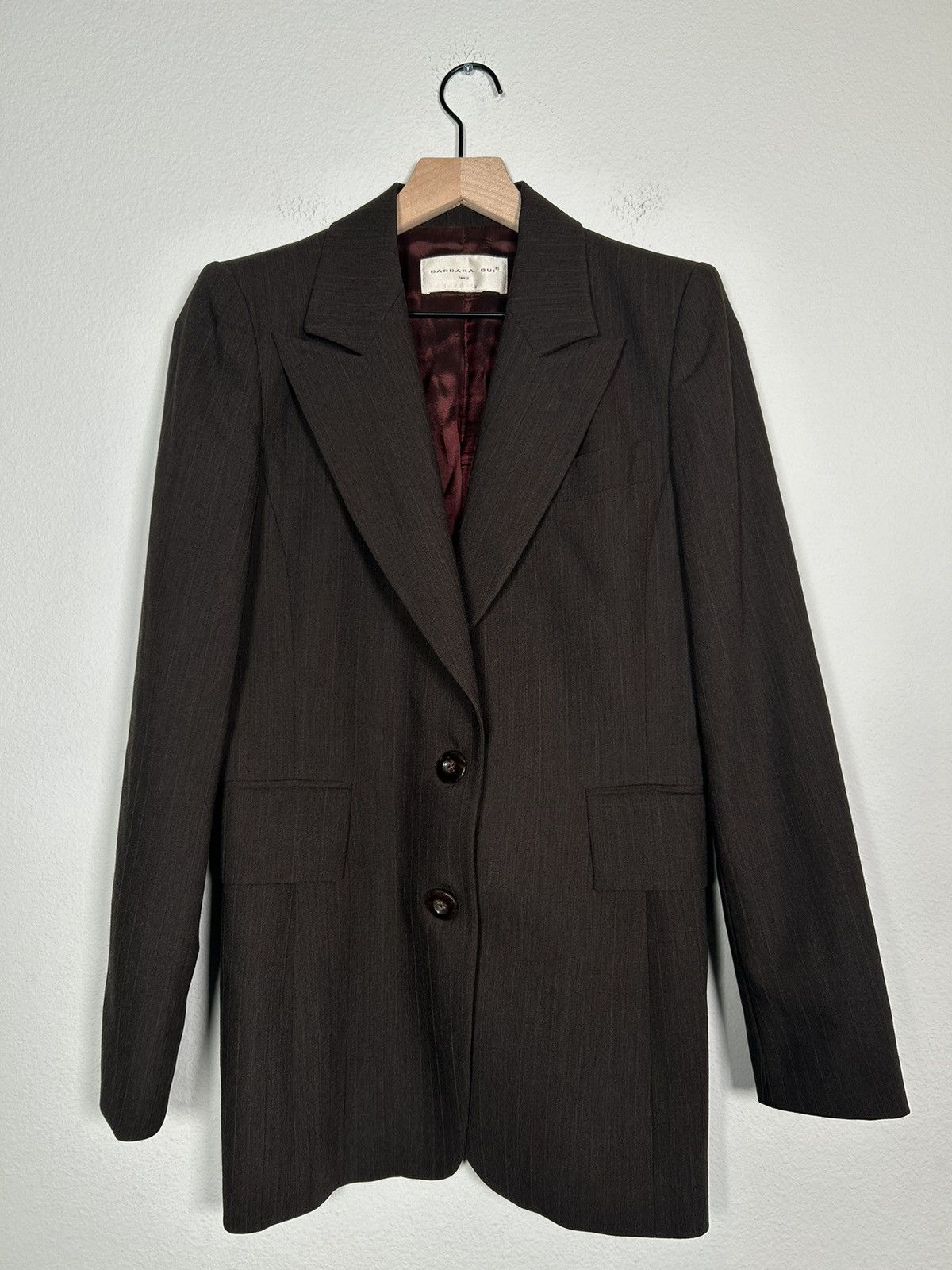 Barbara Bui Pinstripe Peak Lapel Blazer Size L / US 10 / IT 46 - 1 Thumbnail