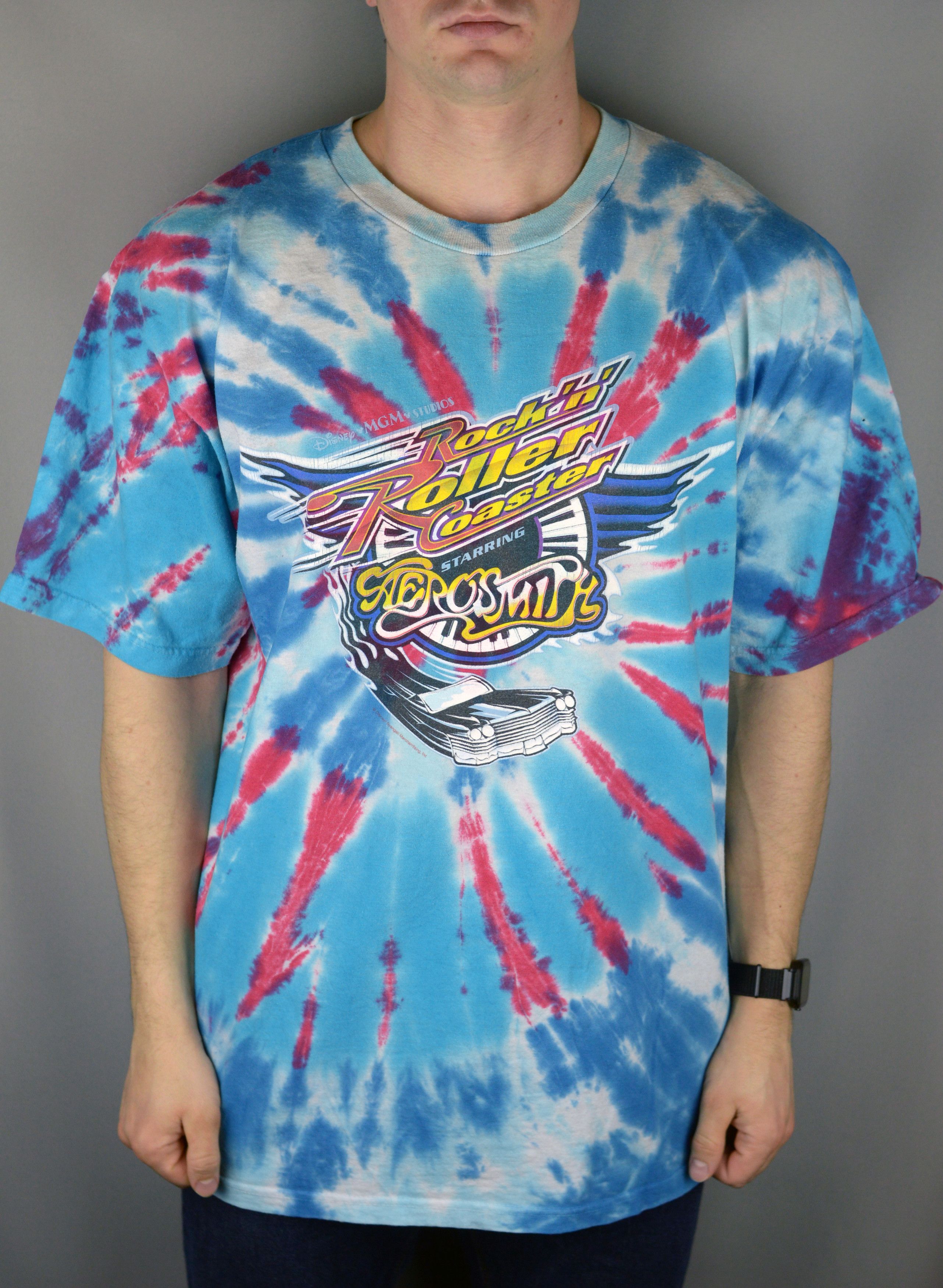 Aerosmith Rock n Roller Coaster Aerosmith Rock The World 90s Tie Dye Size US XL / EU 56 / 4 - 1 Thumbnail