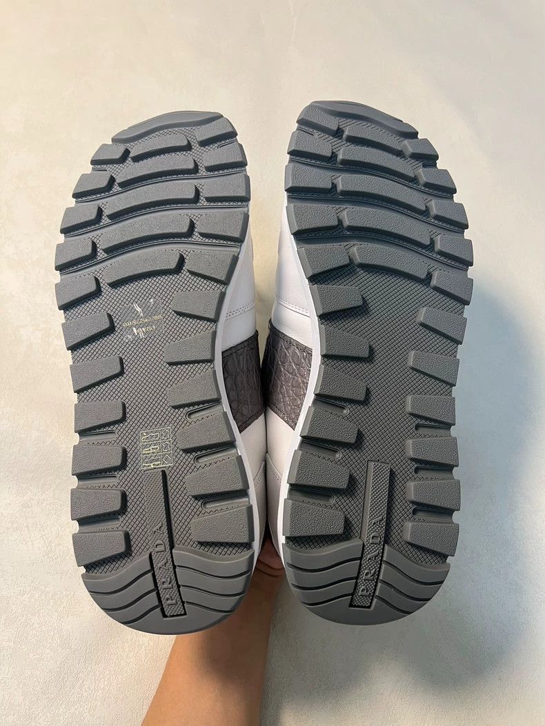 Prada White Leather and Crocodile Sneakers by Prada-2506 Size US 8 / EU 41 - 7 Thumbnail