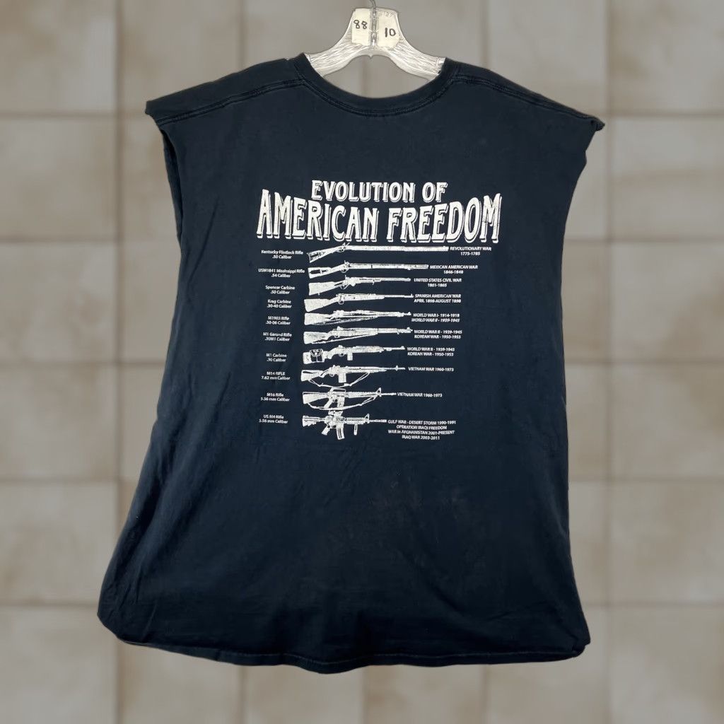 Gildan VINTAGE Gildan Men's T-Shirt 2XL Sleeveless Cotton Black Patriotic USA Military Biker Army Size US XXL / EU 58 / 5 - 1 Thumbnail