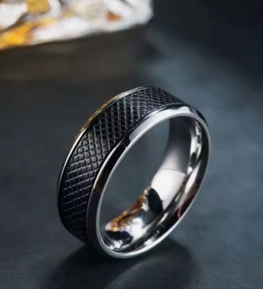 Other Black Textured Tungsten Ring / Minimal Industrial Band Size ONE SIZE - 1 Preview