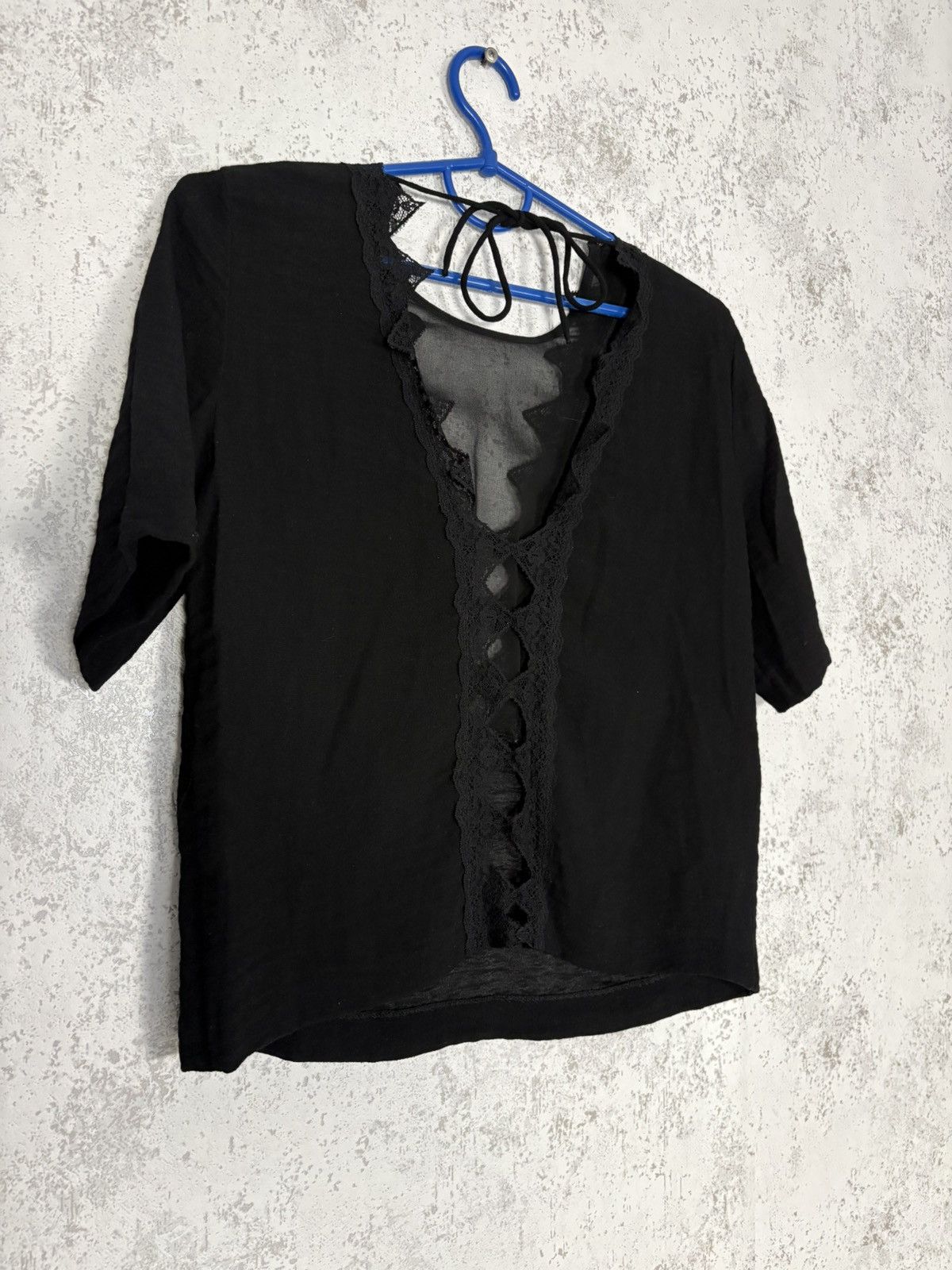 Sandro Sandro Paris Black Lace Sheer Blouse Top Short Sleeve Size M Size M / US 6-8 / IT 42-44 - 4 Thumbnail