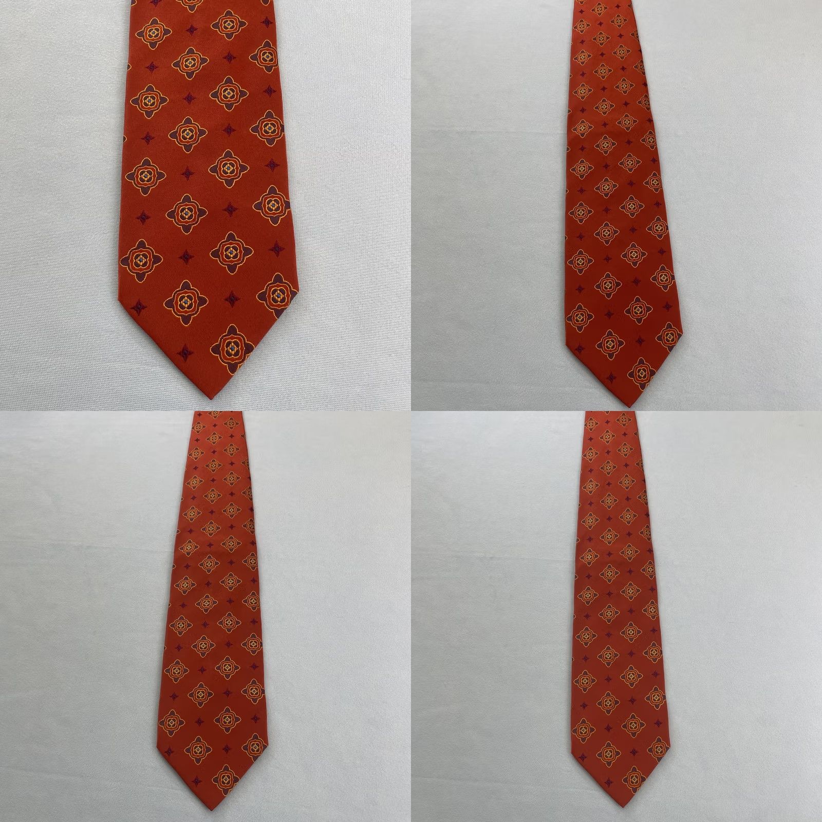 Brooks Brothers VINTAGE Brooks Brothers Tie Geometric Deco MCM Burnt Orange Silk 4x59" Wide Necktie Mens Tie Size ONE SIZE - 9 Thumbnail