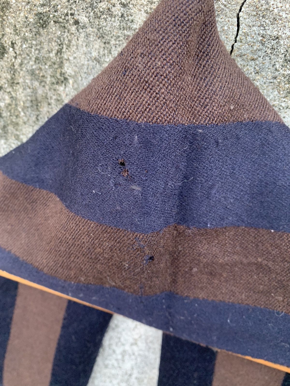 Fendi FENDI Large Scarf Stripe Check pattern Brown Navy Wool Vtg Size ONE SIZE - 14 Thumbnail