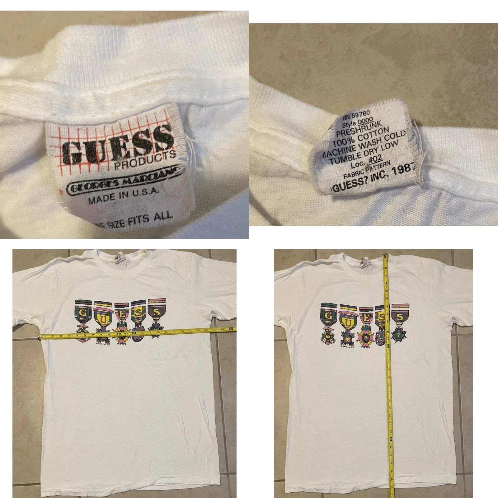 Guess Vtg 80s GUESS Jeans Faded Spellout Shirt L USA Abstract Art ASAP Grunge Surf 90s Size US L / EU 52-54 / 3 - 8 Thumbnail