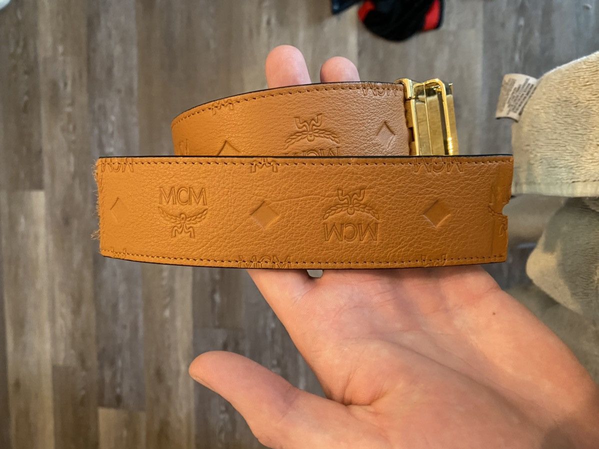MCM MCM Ghost Engraving Cognac Gold Buckle SS23 Size 34 - 6 Thumbnail