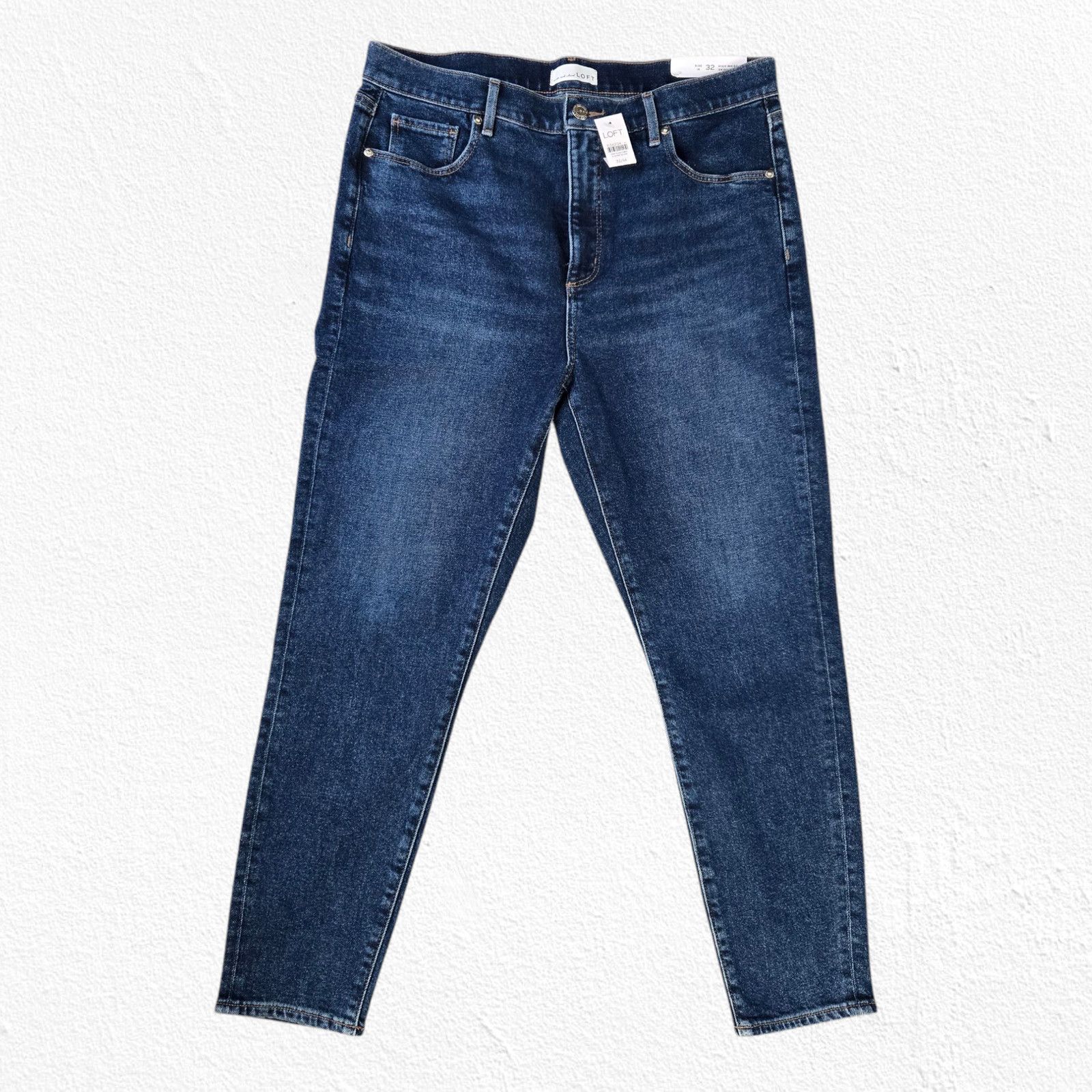 Loft LOFT Dark Wash High Waisted Ankle Skinny Jeans Size 32 Size 32" / US 10 / IT 46 - 2 Thumbnail