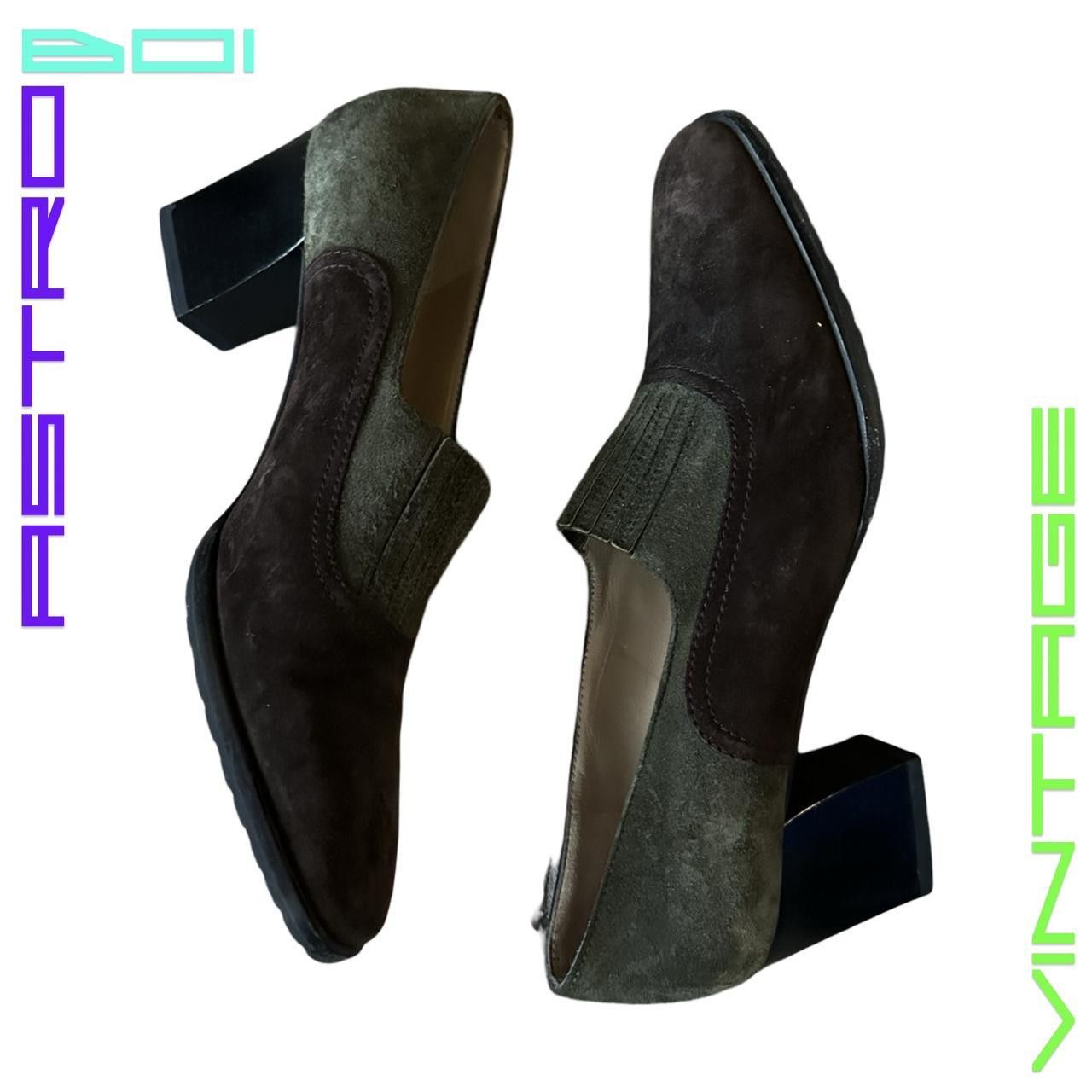 Salvatore Ferragamo Vintage Brown/Green Suede Heels - 7.5 Womens US NARROW Size US 7.5 / IT 37.5 - 2 Thumbnail