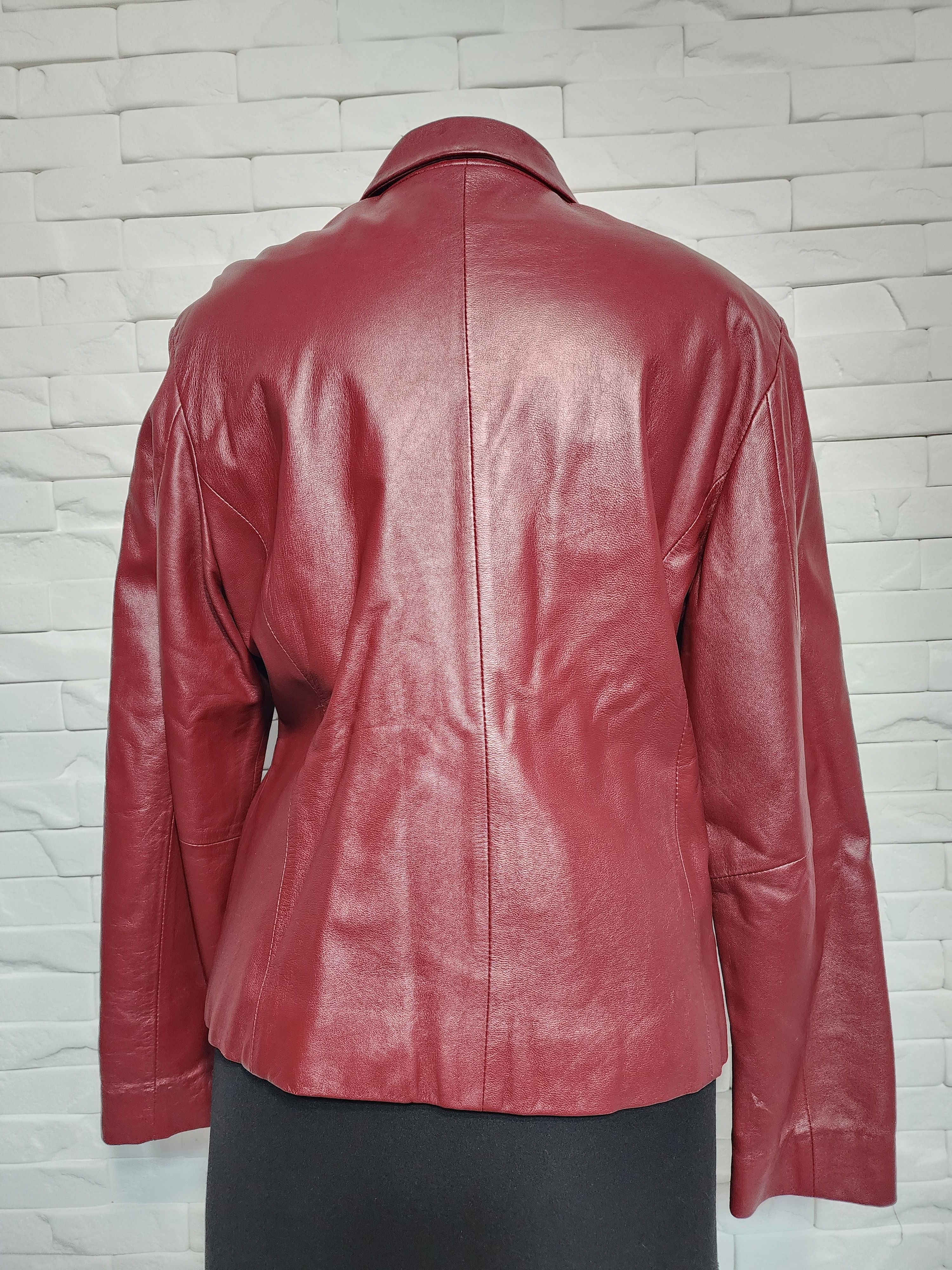 Other Red Leather Jacket: Women's Button-Up Blazer Size L / US 10 / IT 46 - 4 Thumbnail