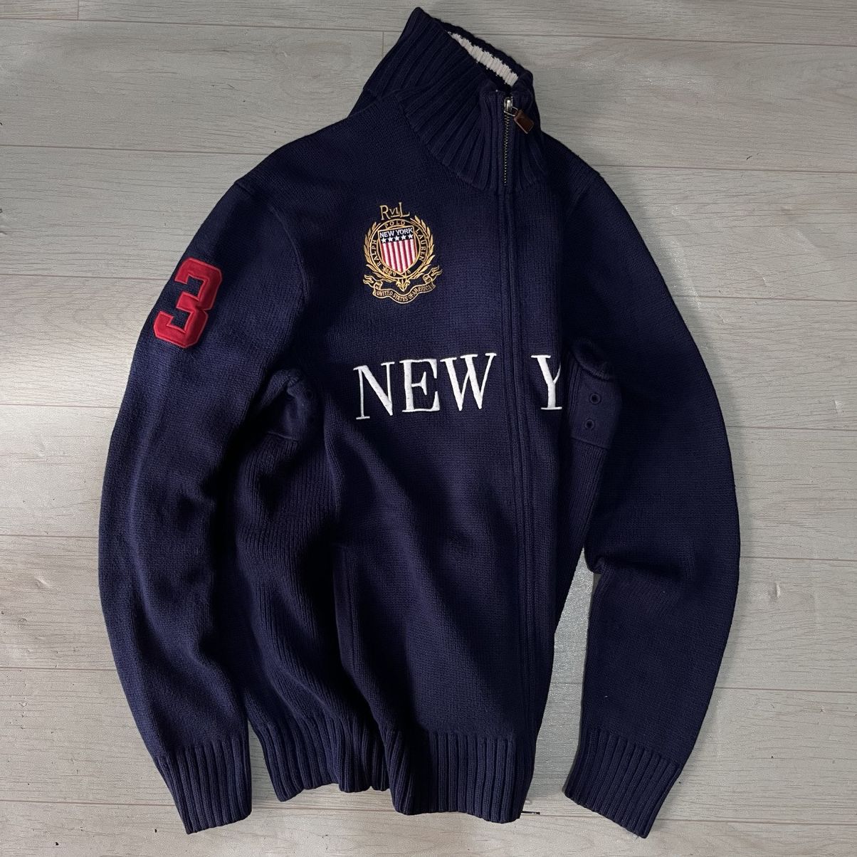 Polo Ralph Lauren Vintage Polo Ralph Lauren New York knit zipper Size US L / EU 52-54 / 3 - 4 Thumbnail