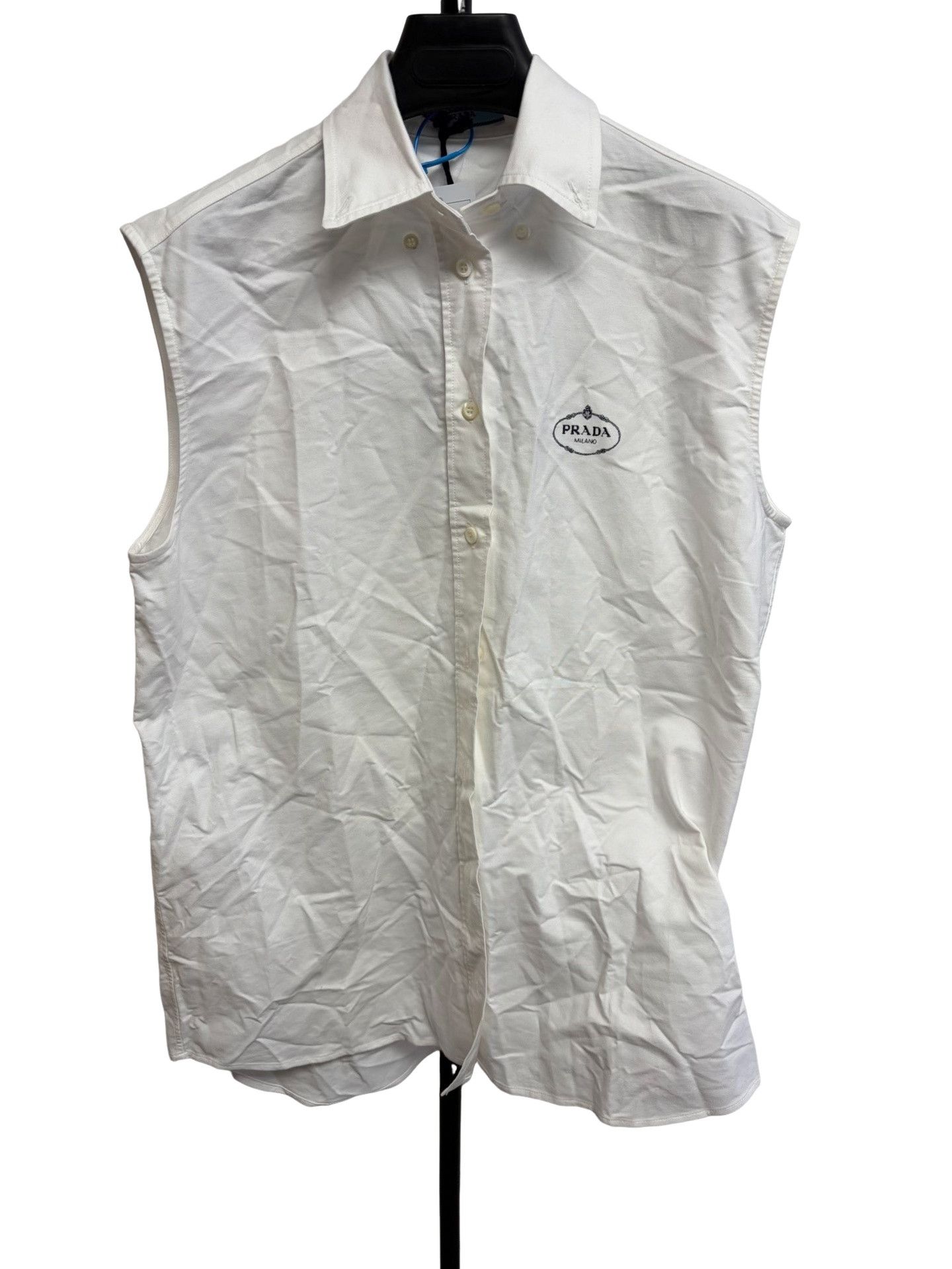 Prada Prada Logo Oxford Sleeveless Shirt Size 38 Size XS / US 0-2 / IT 36-38 - 1 Thumbnail